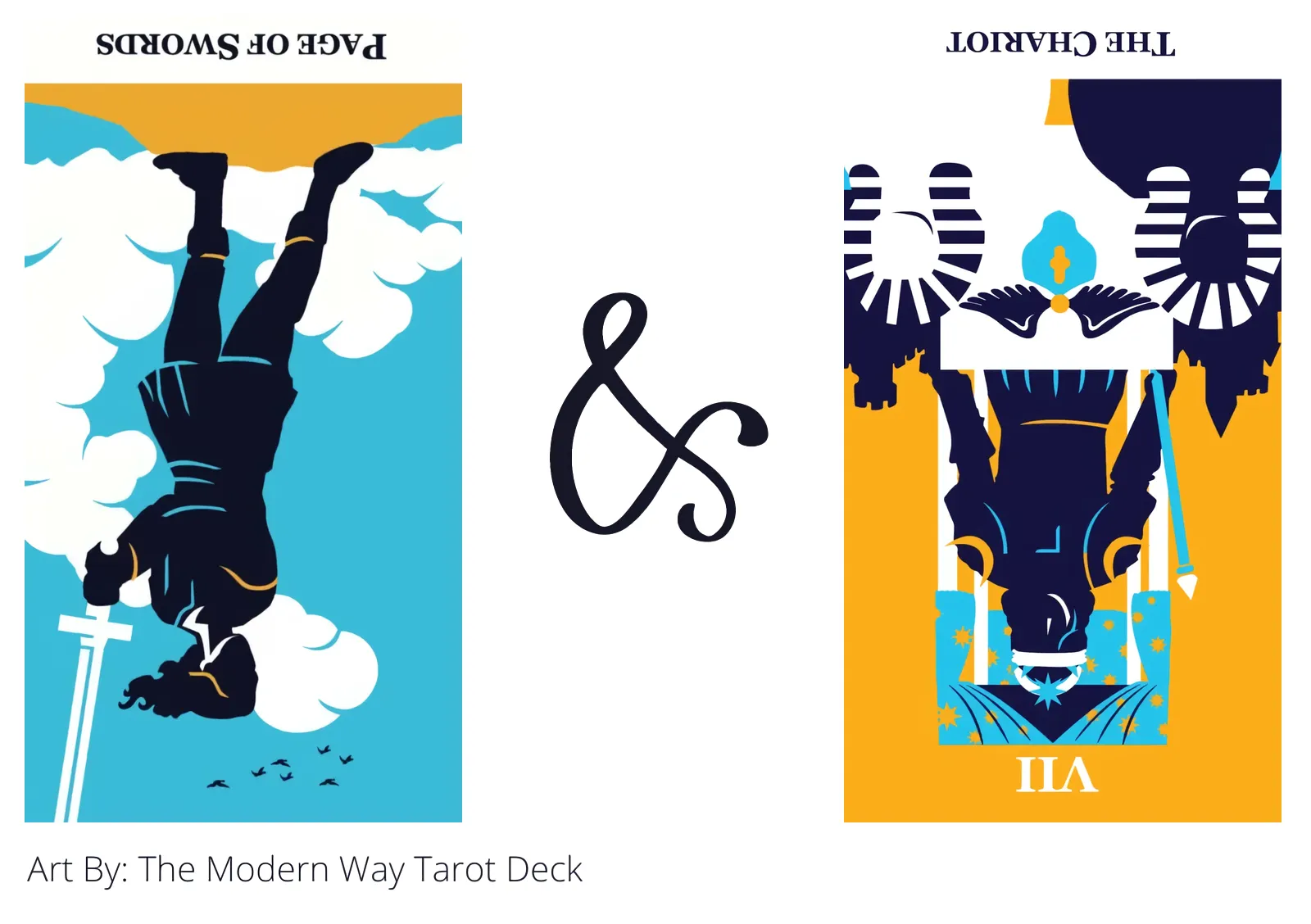page of swords reversed and the chariot reversed tarot cards together