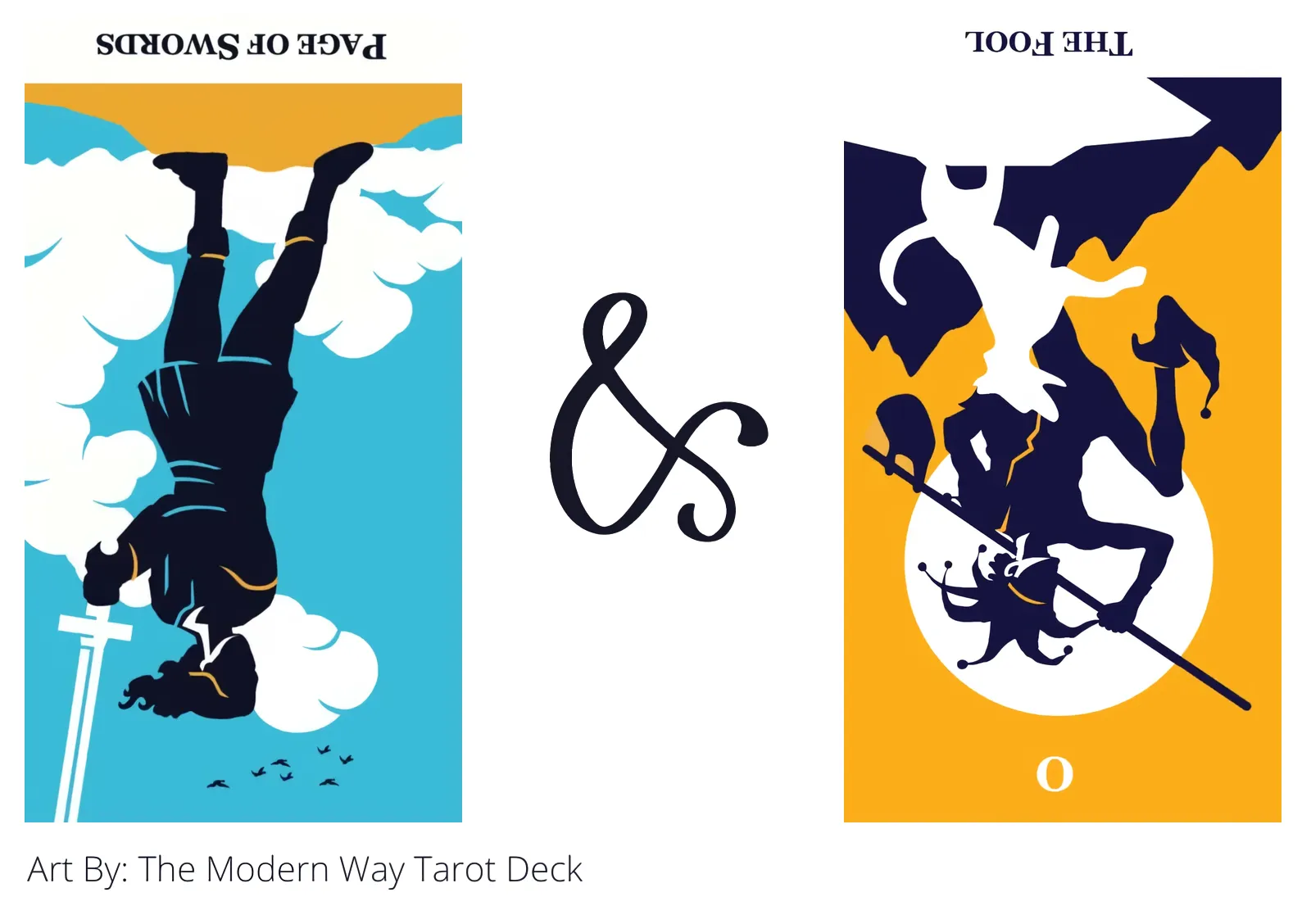 page of swords reversed and the fool reversed tarot cards together
