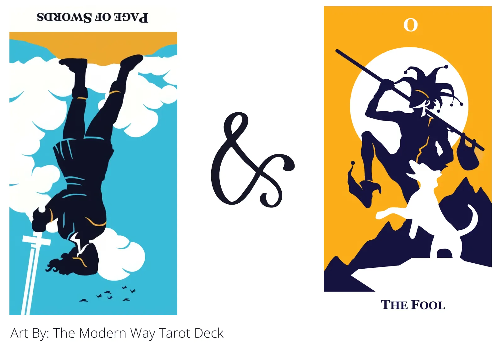 page of swords reversed and the fool tarot cards together