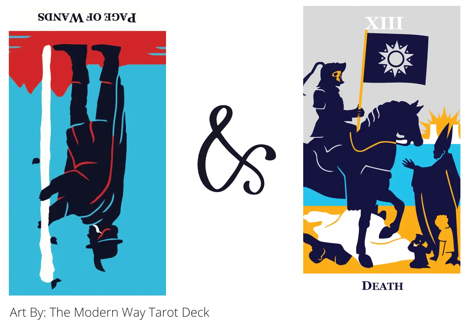 page of wands reversed and death tarot cards together
