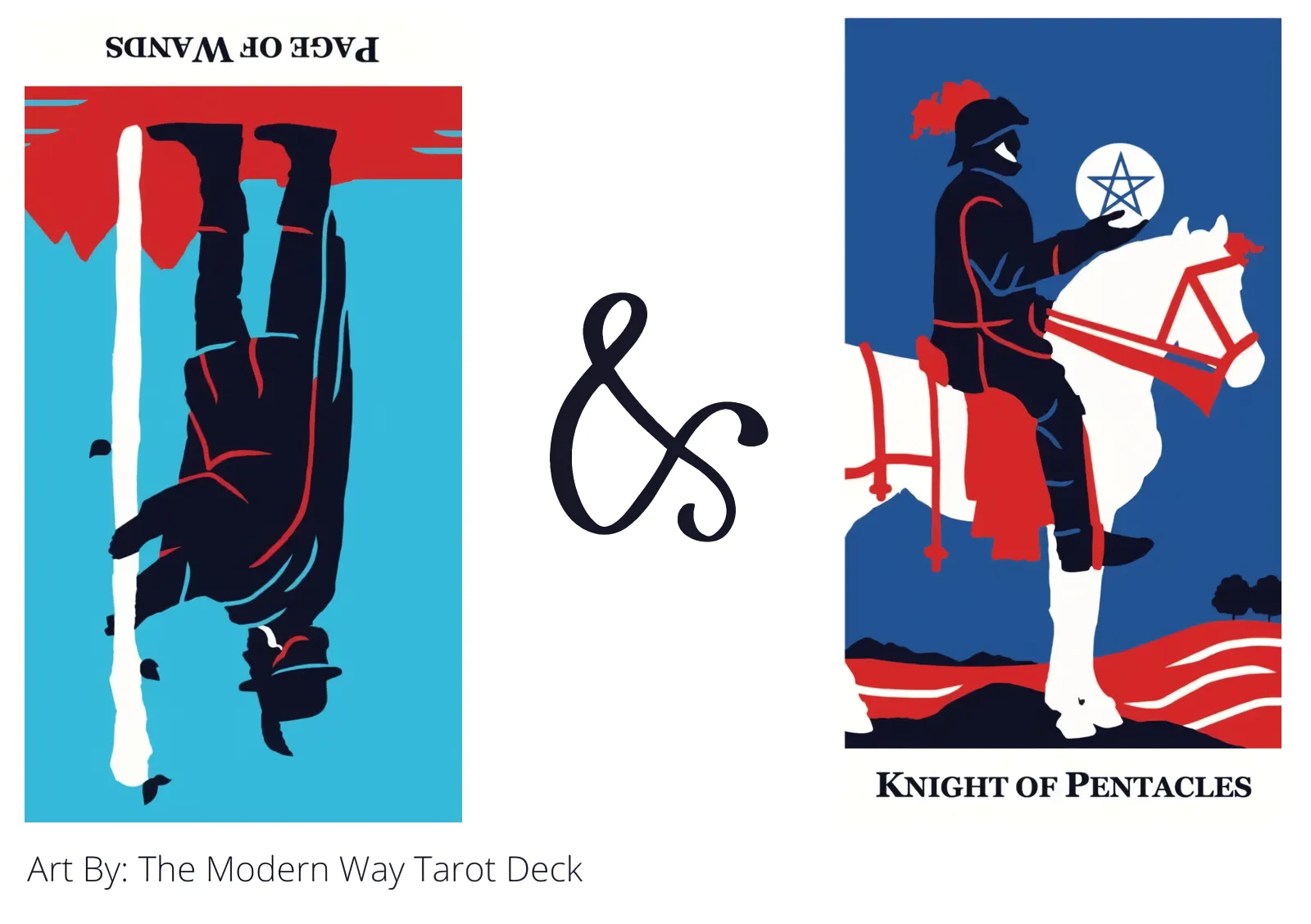 page of wands reversed and knight of pentacles tarot cards together