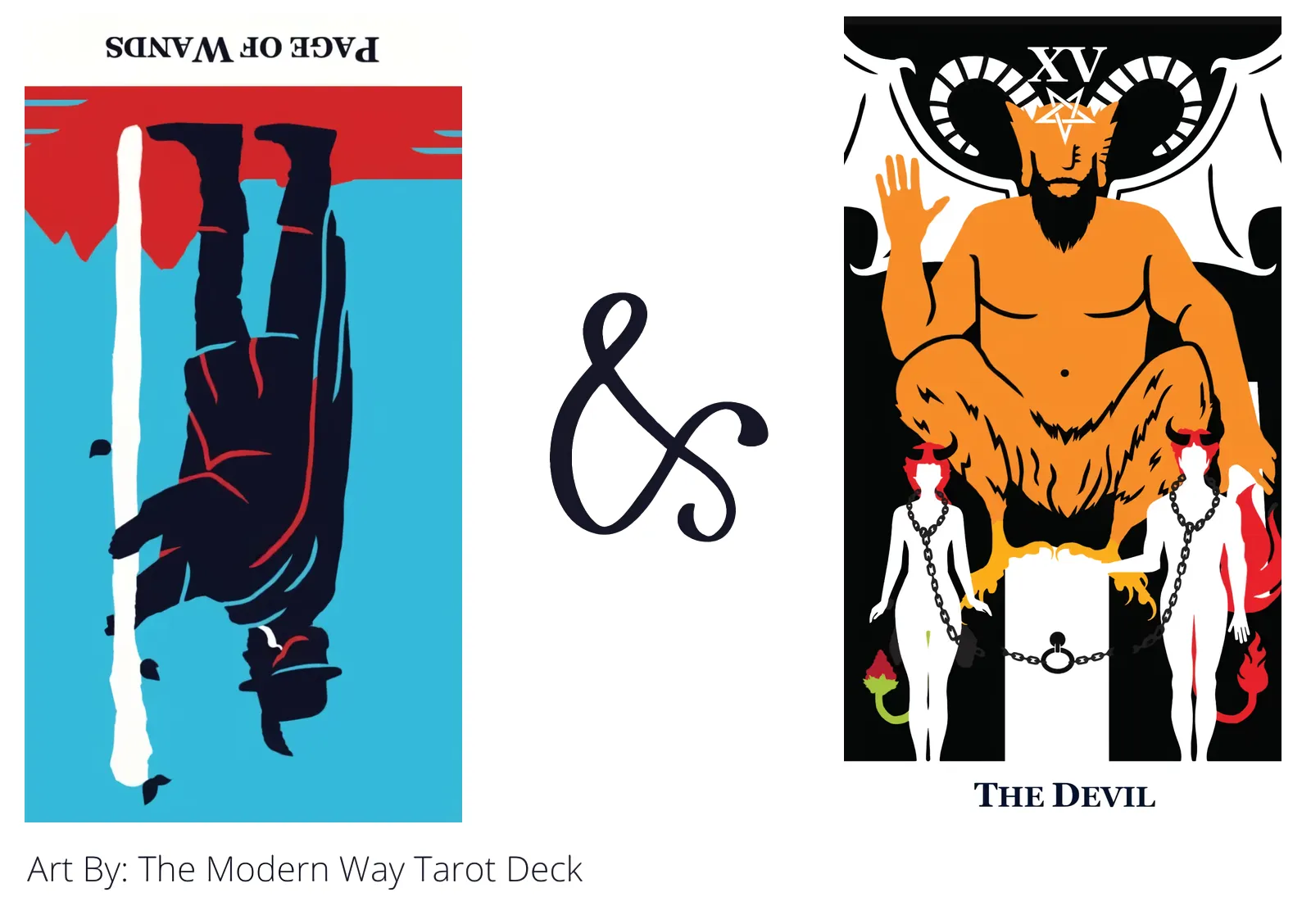 page of wands reversed and the devil tarot cards together