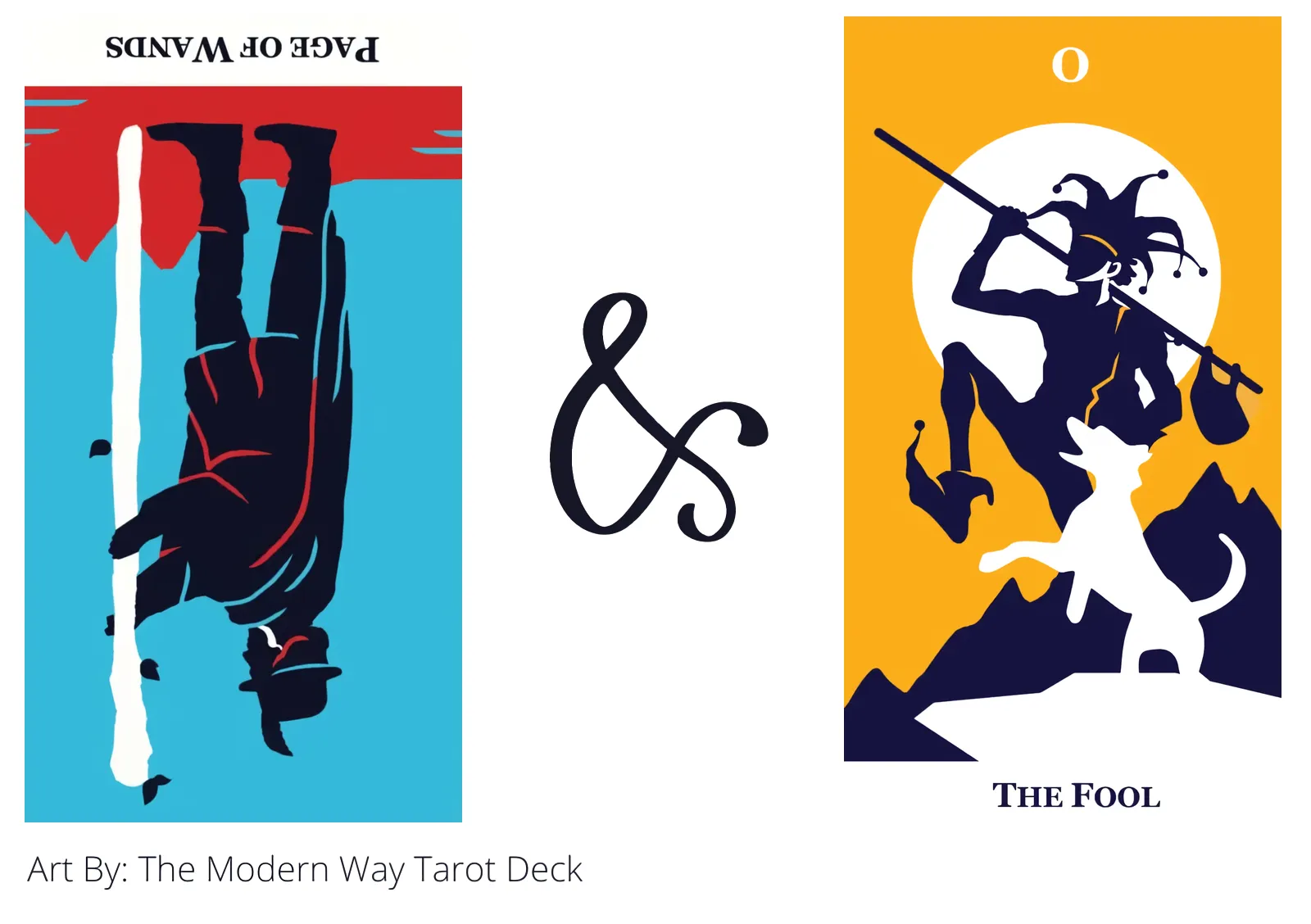 page of wands reversed and the fool tarot cards together