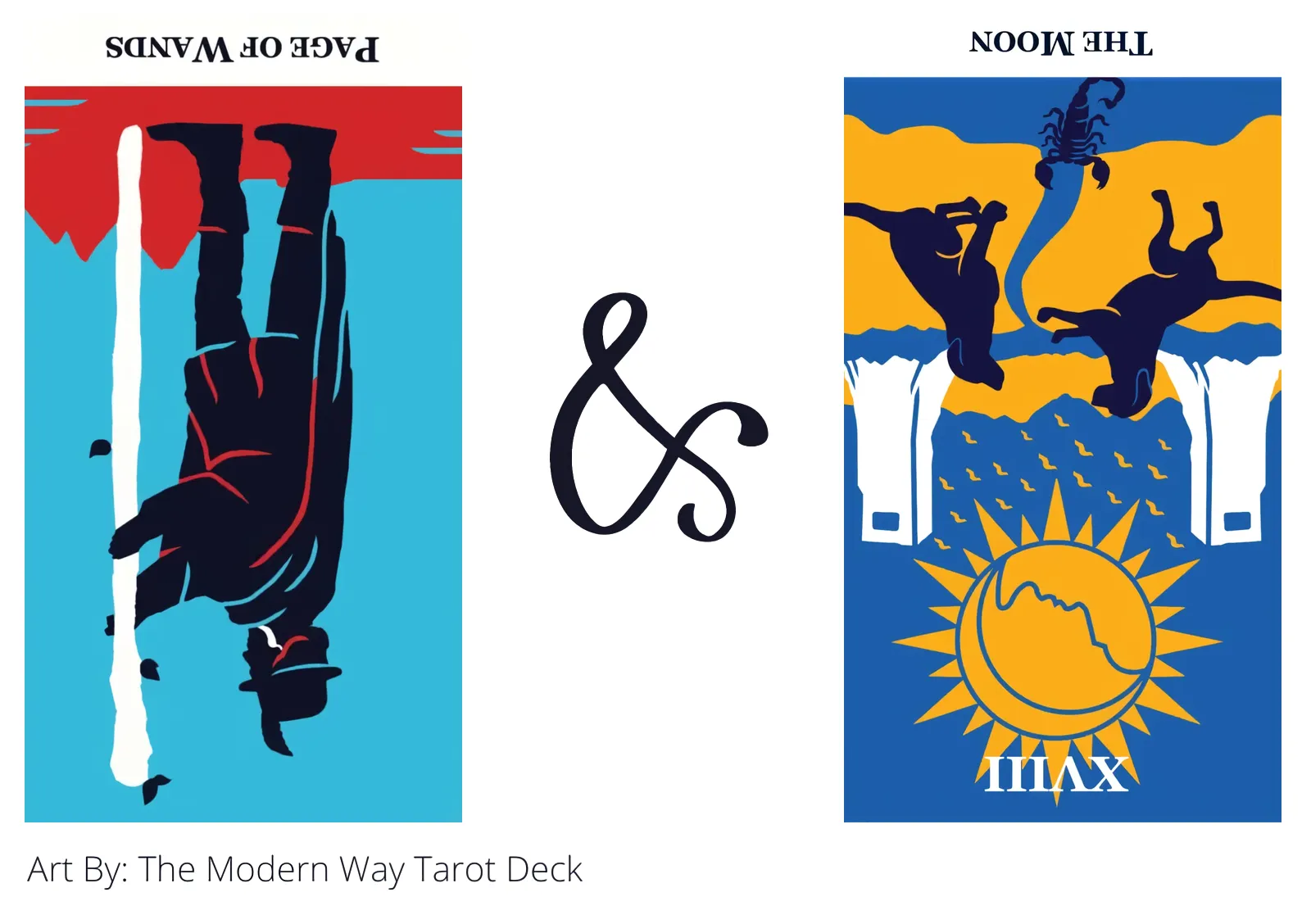 page of wands reversed and the moon reversed tarot cards together