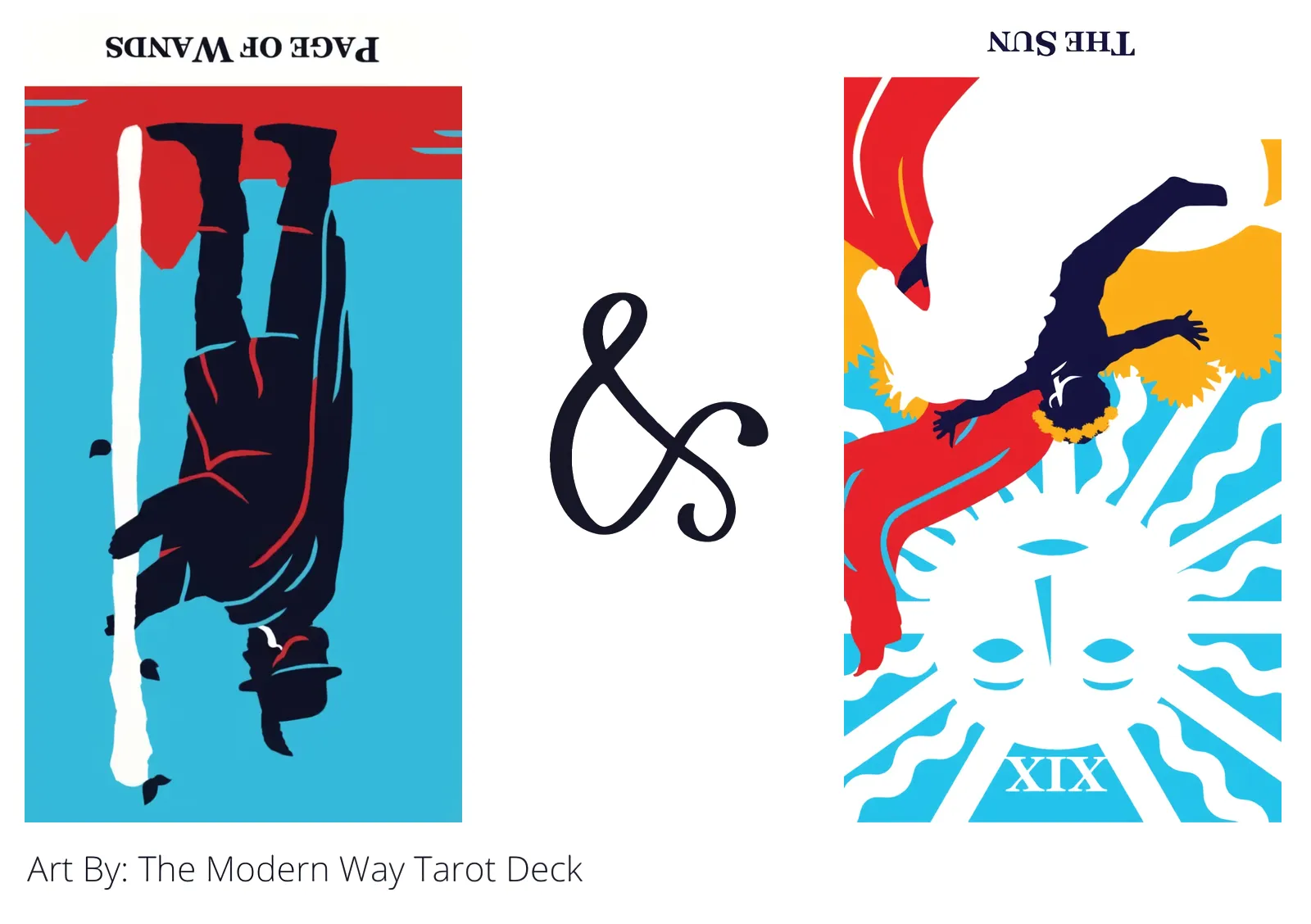 page of wands reversed and the sun reversed tarot cards together