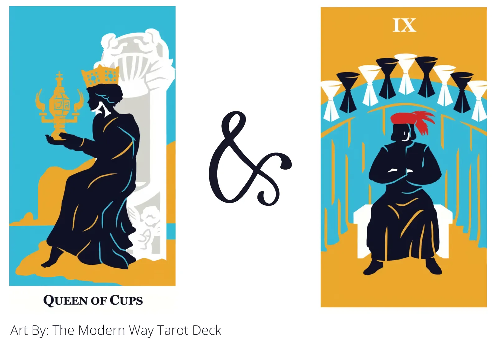 queen of cups and nine of cups tarot cards together