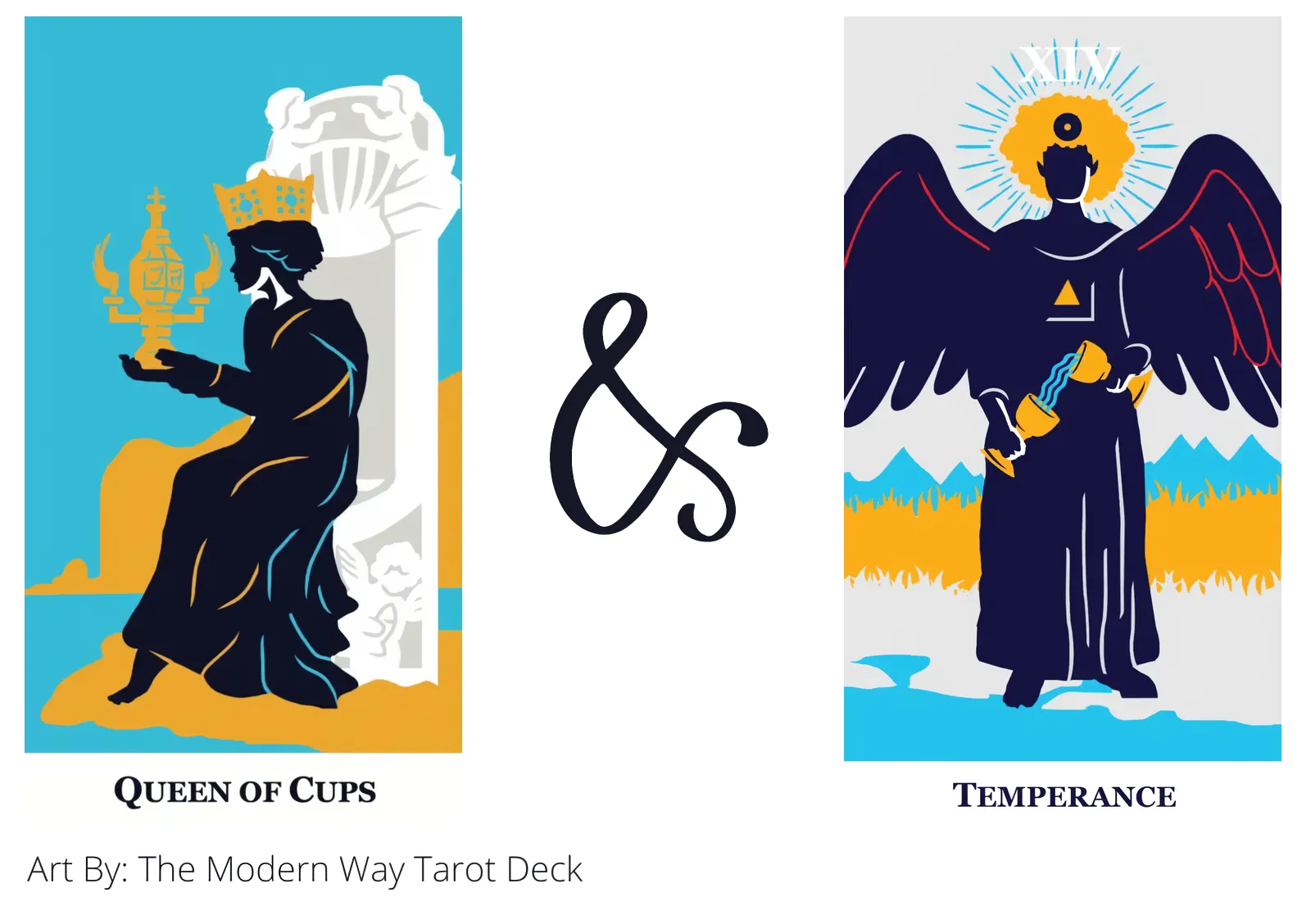 queen of cups and temperance tarot cards together