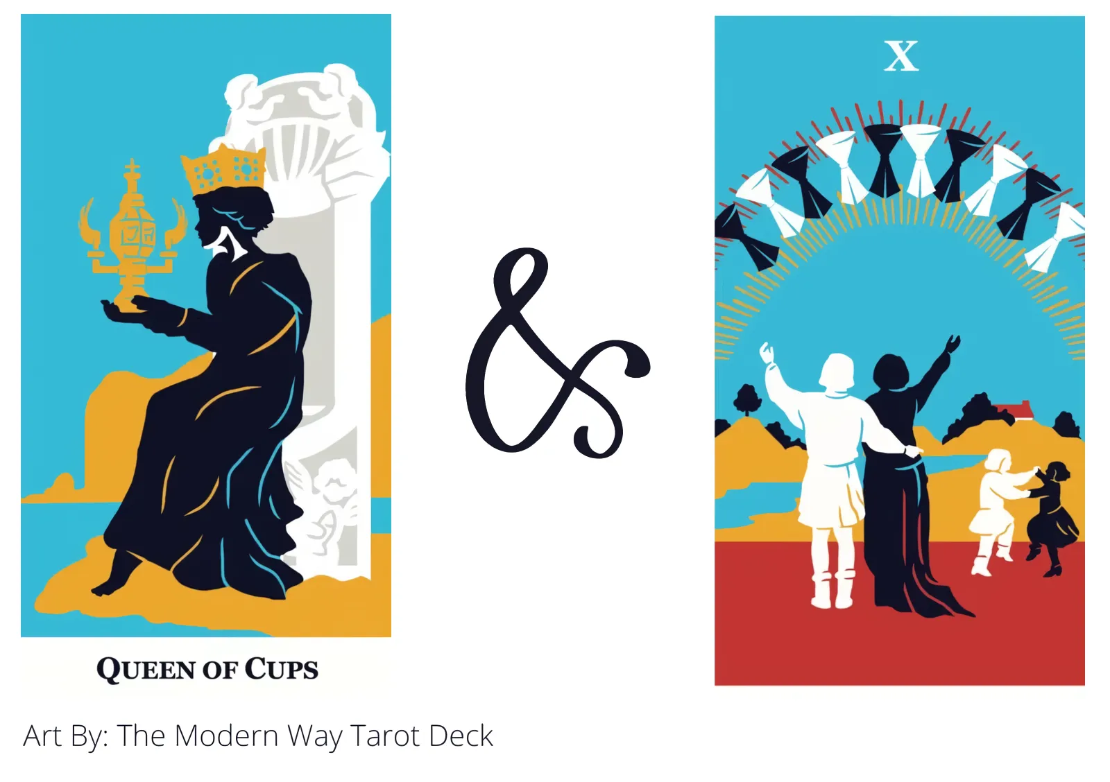 queen of cups and ten of cups tarot cards together