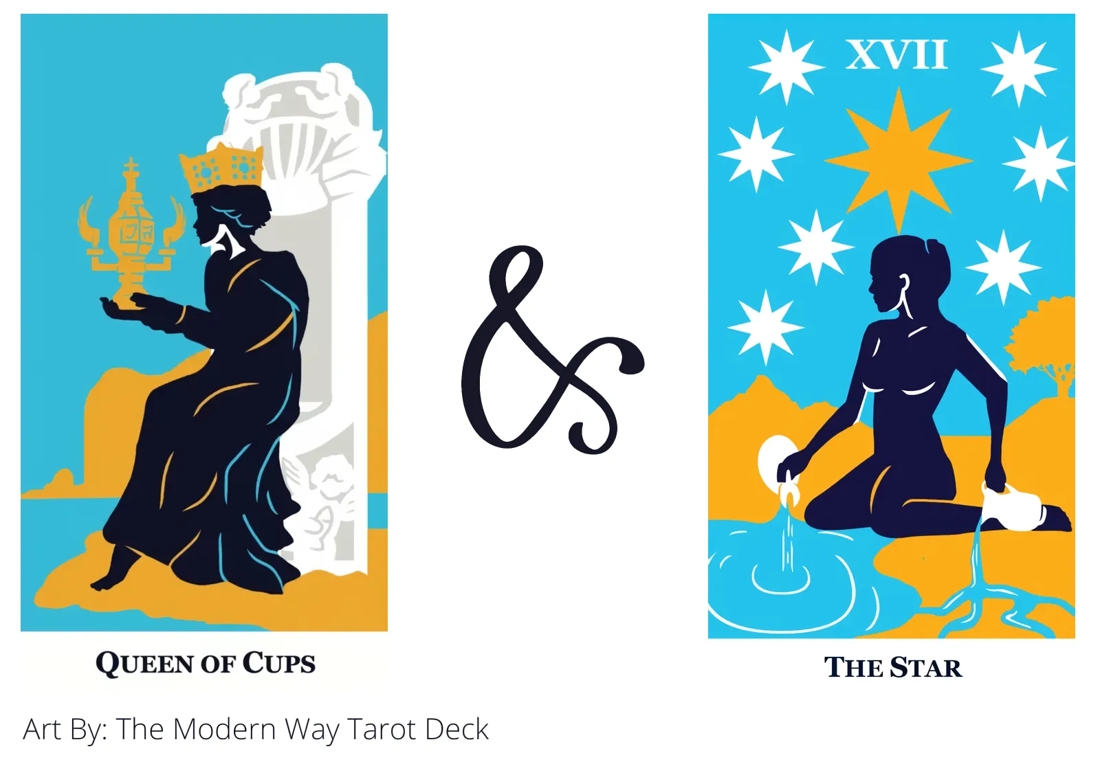 queen of cups and the star tarot cards together
