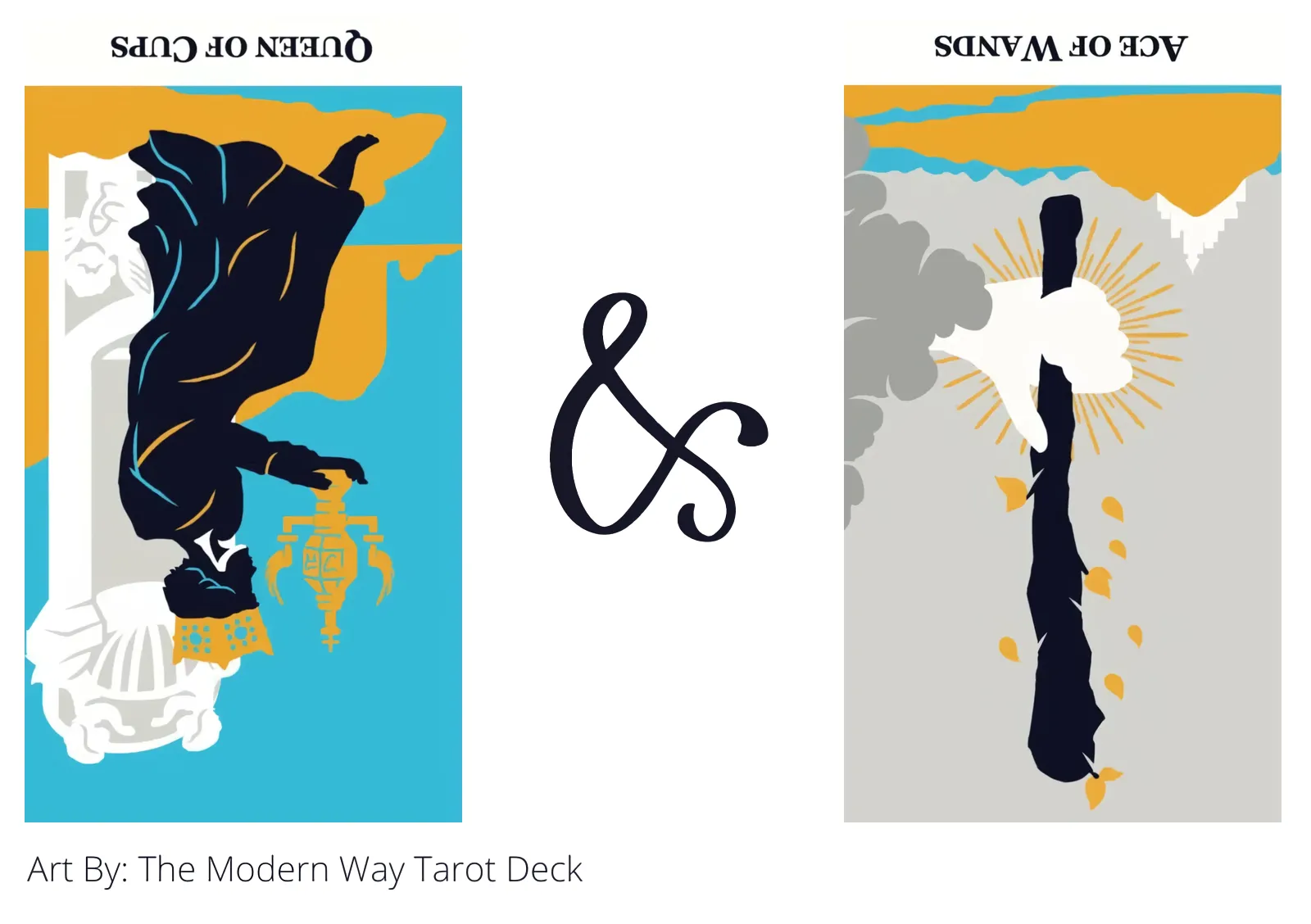 queen of cups reversed and ace of wands reversed tarot cards together