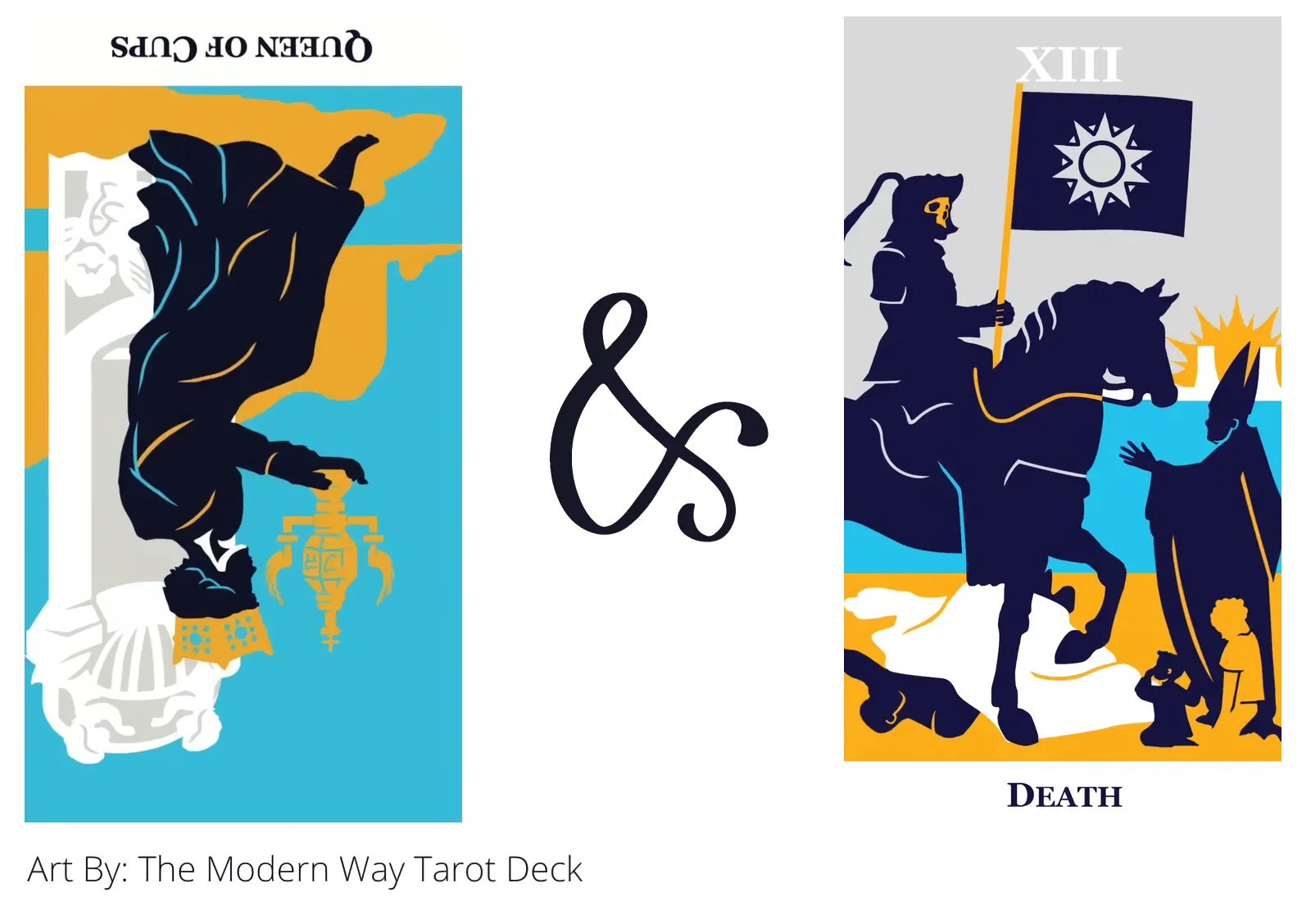 queen of cups reversed and death tarot cards together