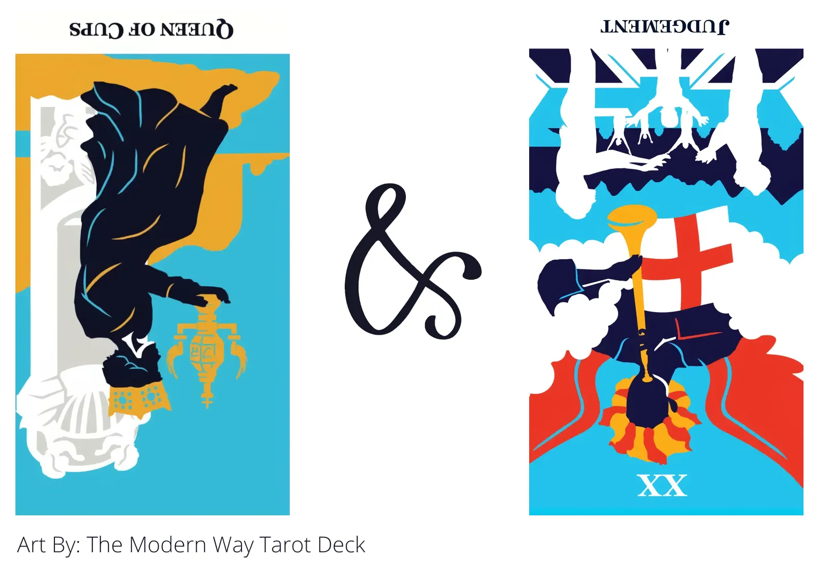 queen of cups reversed and judgement reversed tarot cards together