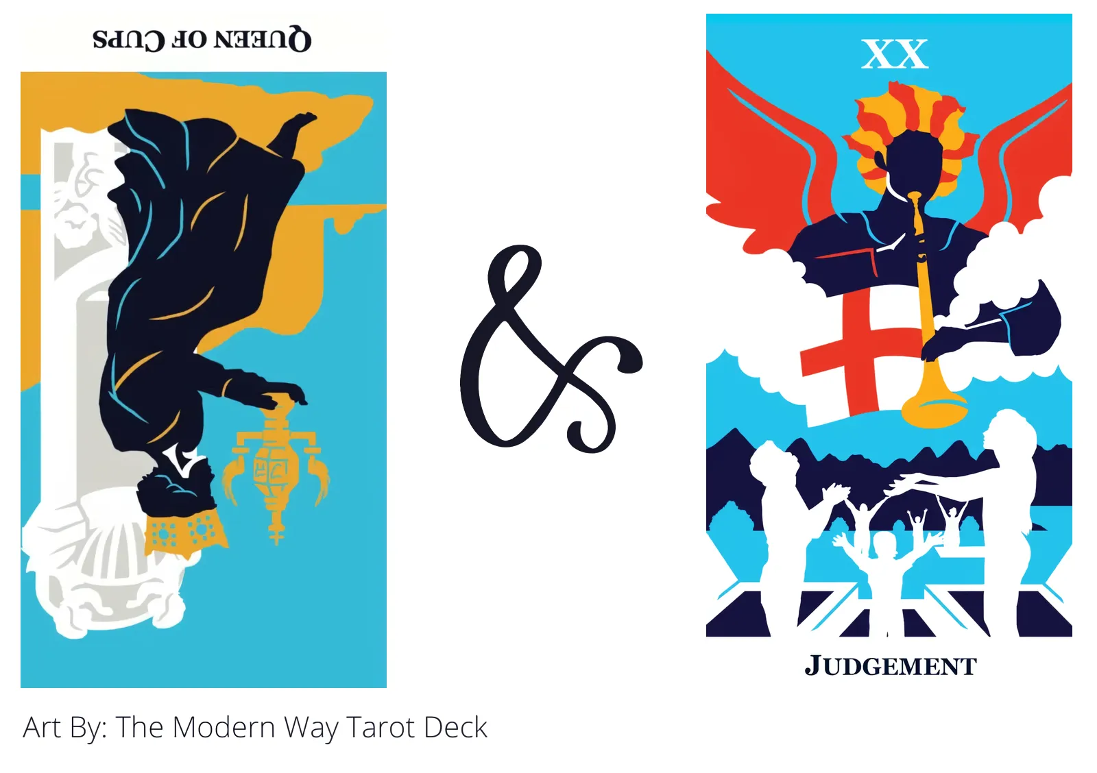 queen of cups reversed and judgement tarot cards together