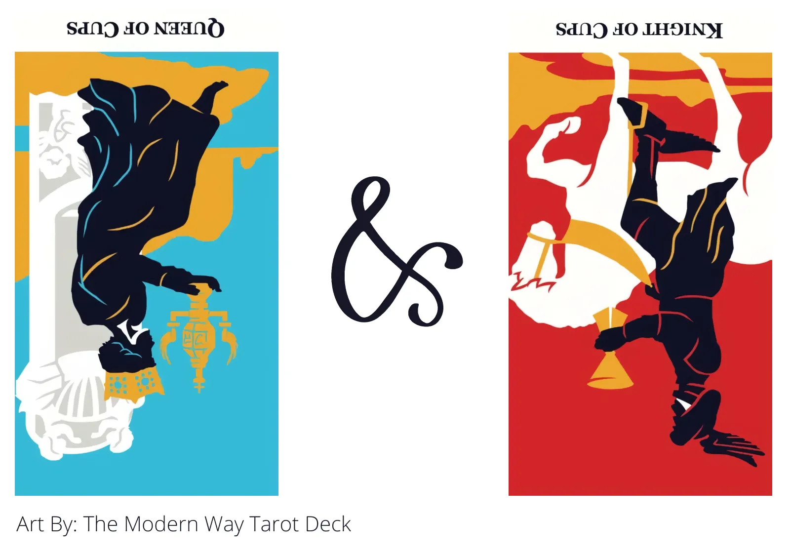 queen of cups reversed and knight of cups reversed tarot cards together