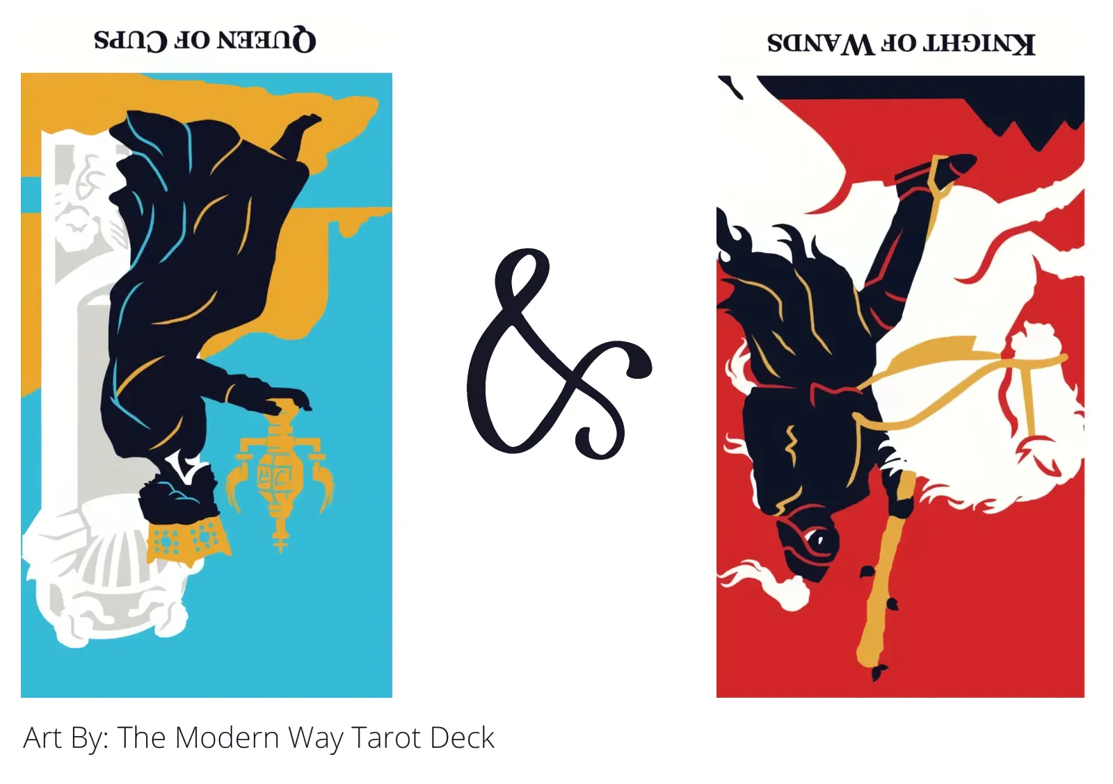 queen of cups reversed and knight of wands reversed tarot cards together