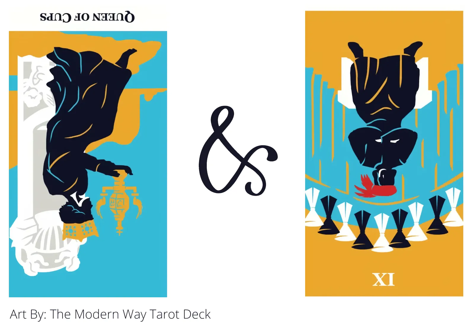 queen of cups reversed and nine of cups reversed tarot cards together