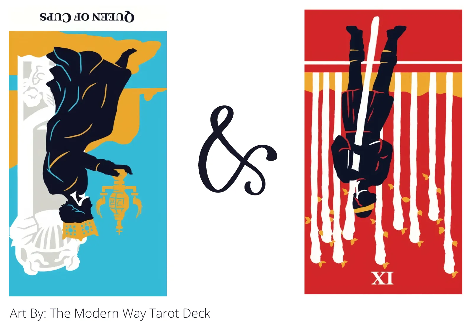 queen of cups reversed and nine of wands reversed tarot cards together
