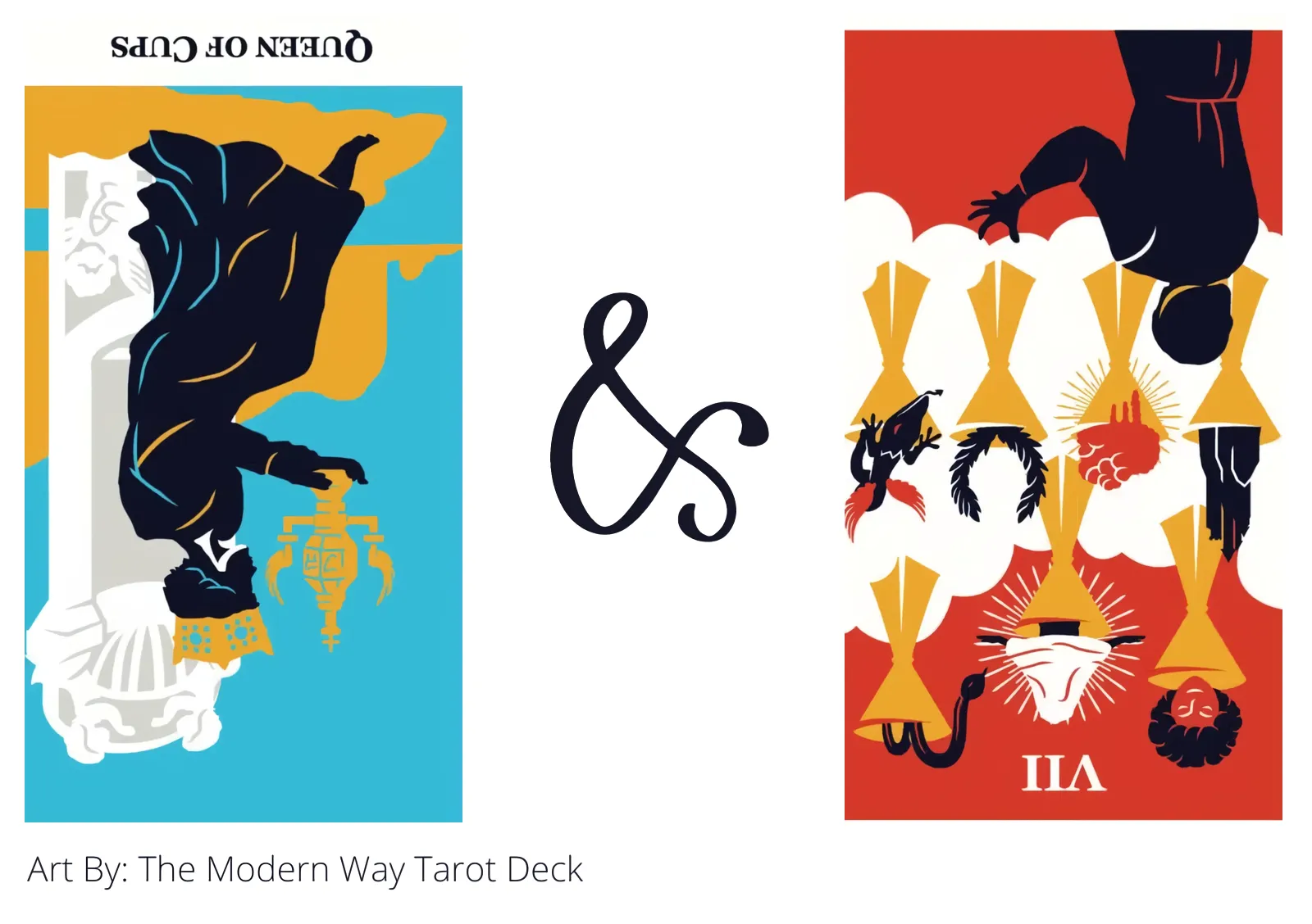 queen of cups reversed and seven of cups reversed tarot cards together