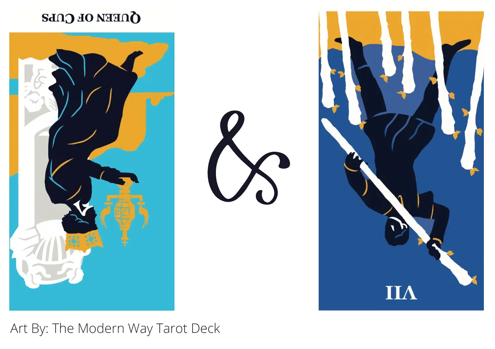 queen of cups reversed and seven of wands reversed tarot cards together