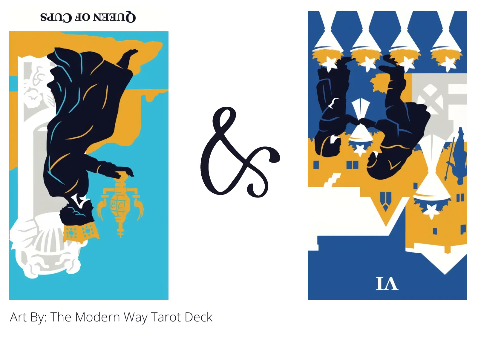 queen of cups reversed and six of cups reversed tarot cards together