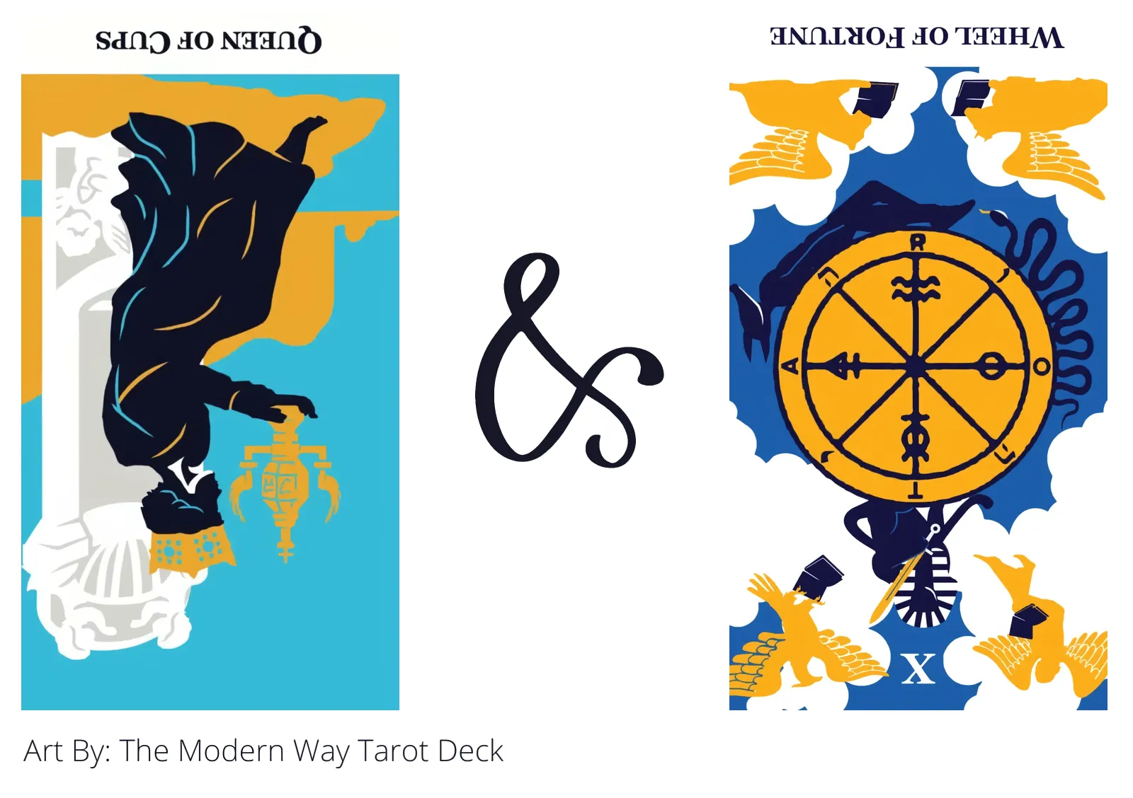 queen of cups reversed and wheel of fortune reversed tarot cards together