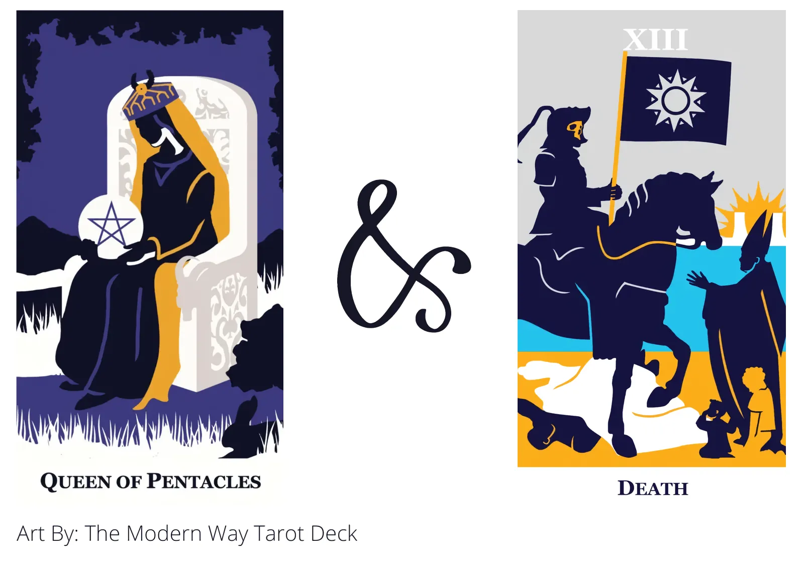 queen of pentacles and death tarot cards together