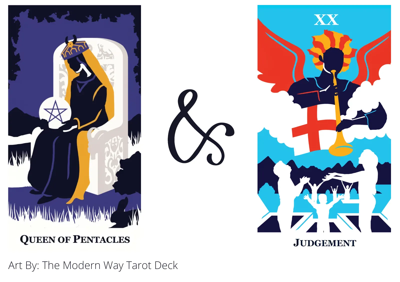 queen of pentacles and judgement tarot cards together