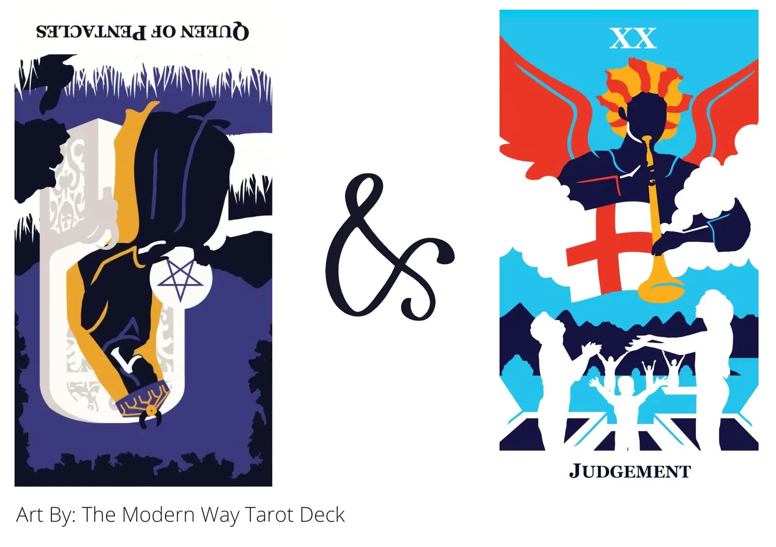 queen of pentacles reversed and judgement tarot cards together