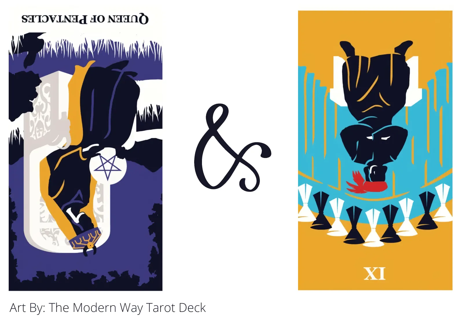 queen of pentacles reversed and nine of cups reversed tarot cards together