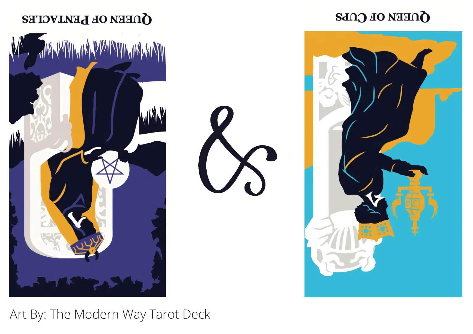 queen of pentacles reversed and queen of cups reversed tarot cards together
