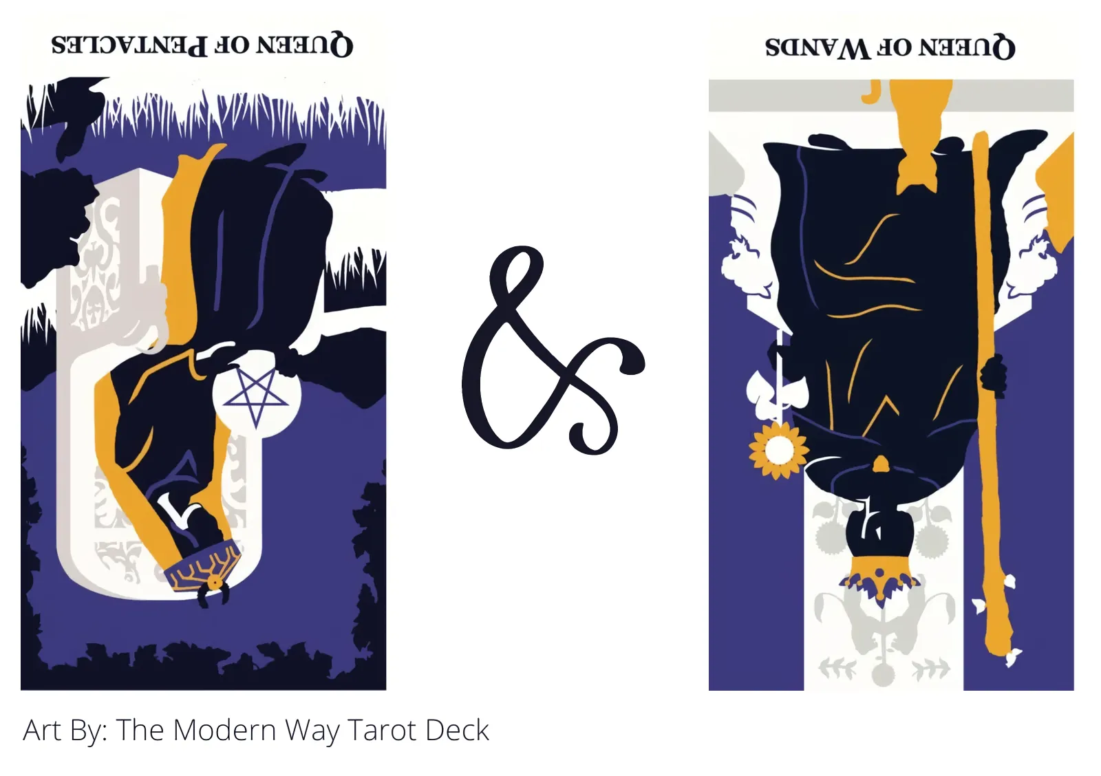 queen of pentacles reversed and queen of wands reversed tarot cards together