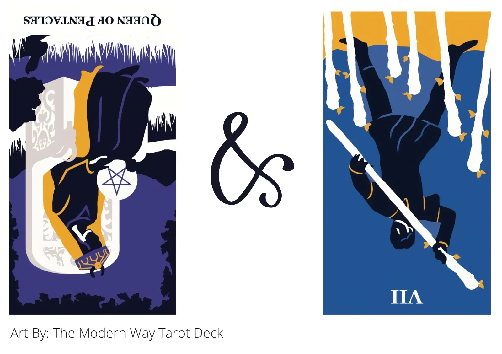 queen of pentacles reversed and seven of wands reversed tarot cards together