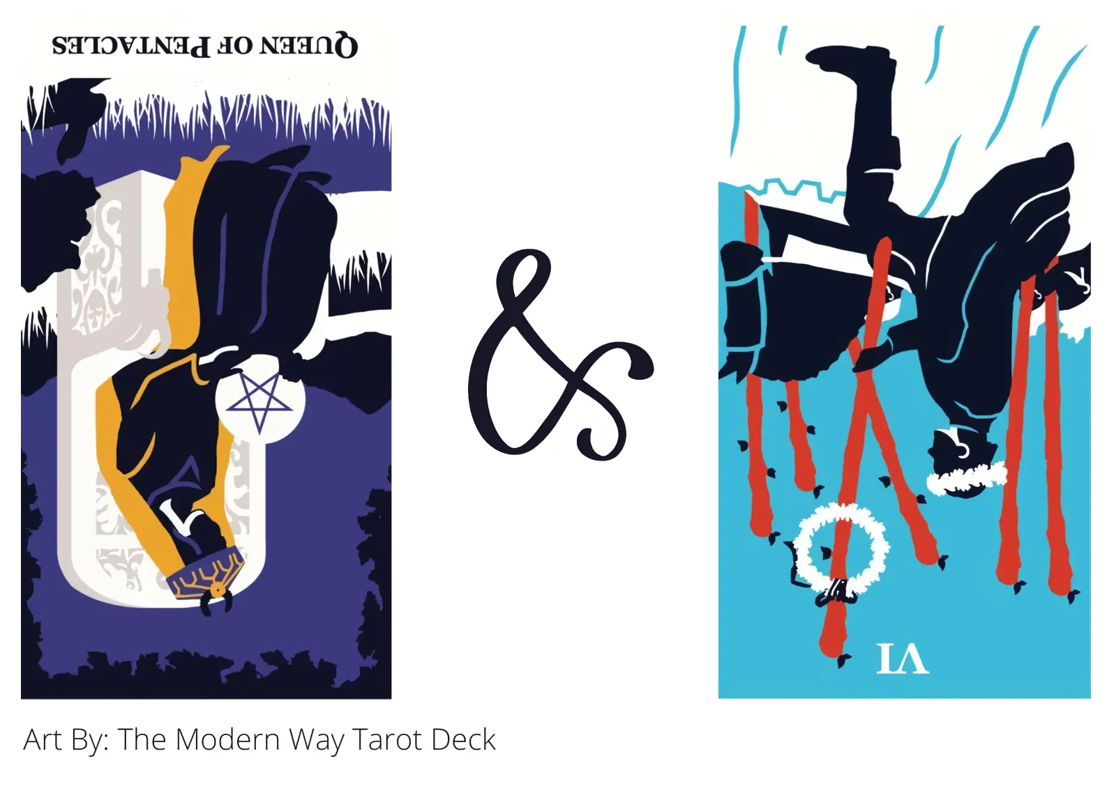 queen of pentacles reversed and six of wands reversed tarot cards together