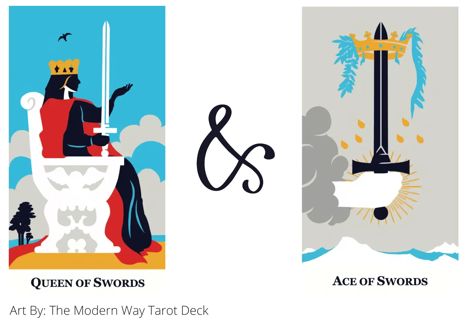 queen of swords and ace of swords tarot cards together