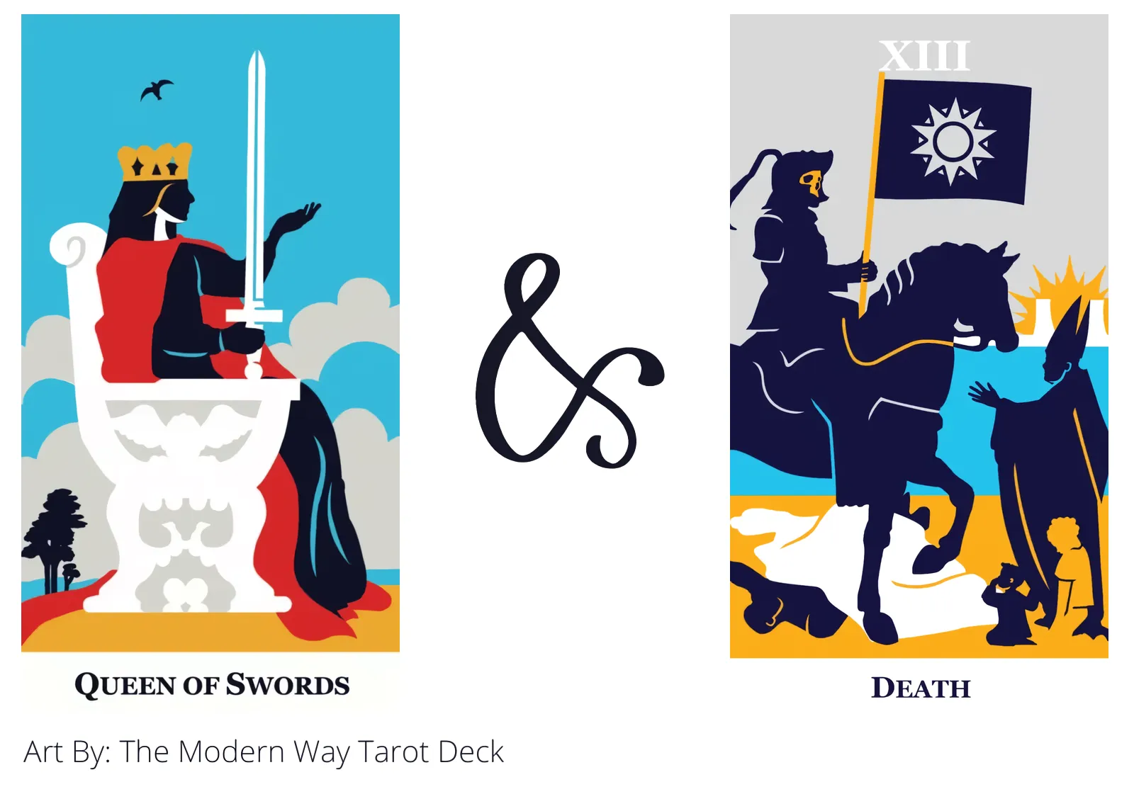 queen of swords and death tarot cards together