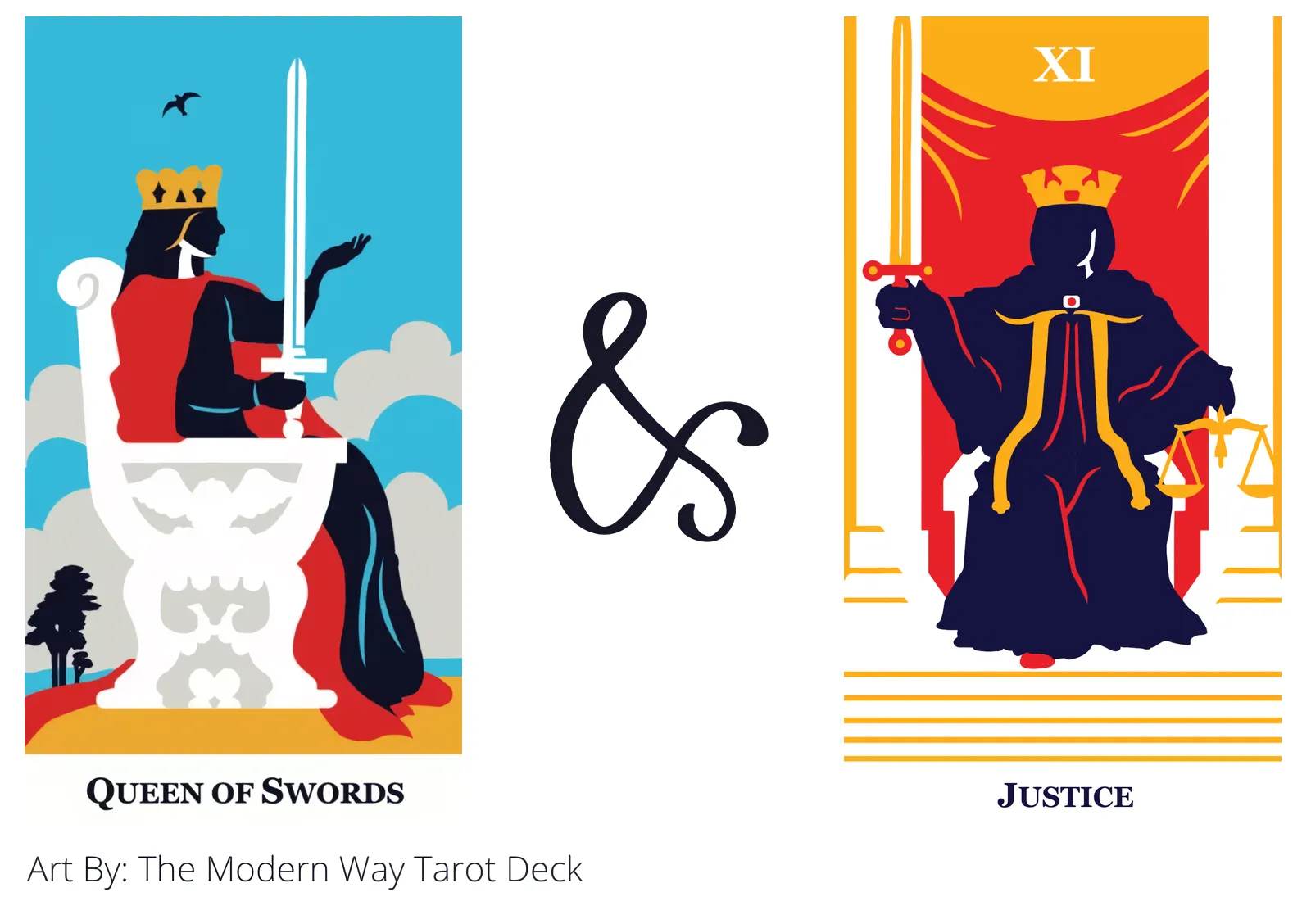 queen of swords and justice tarot cards together