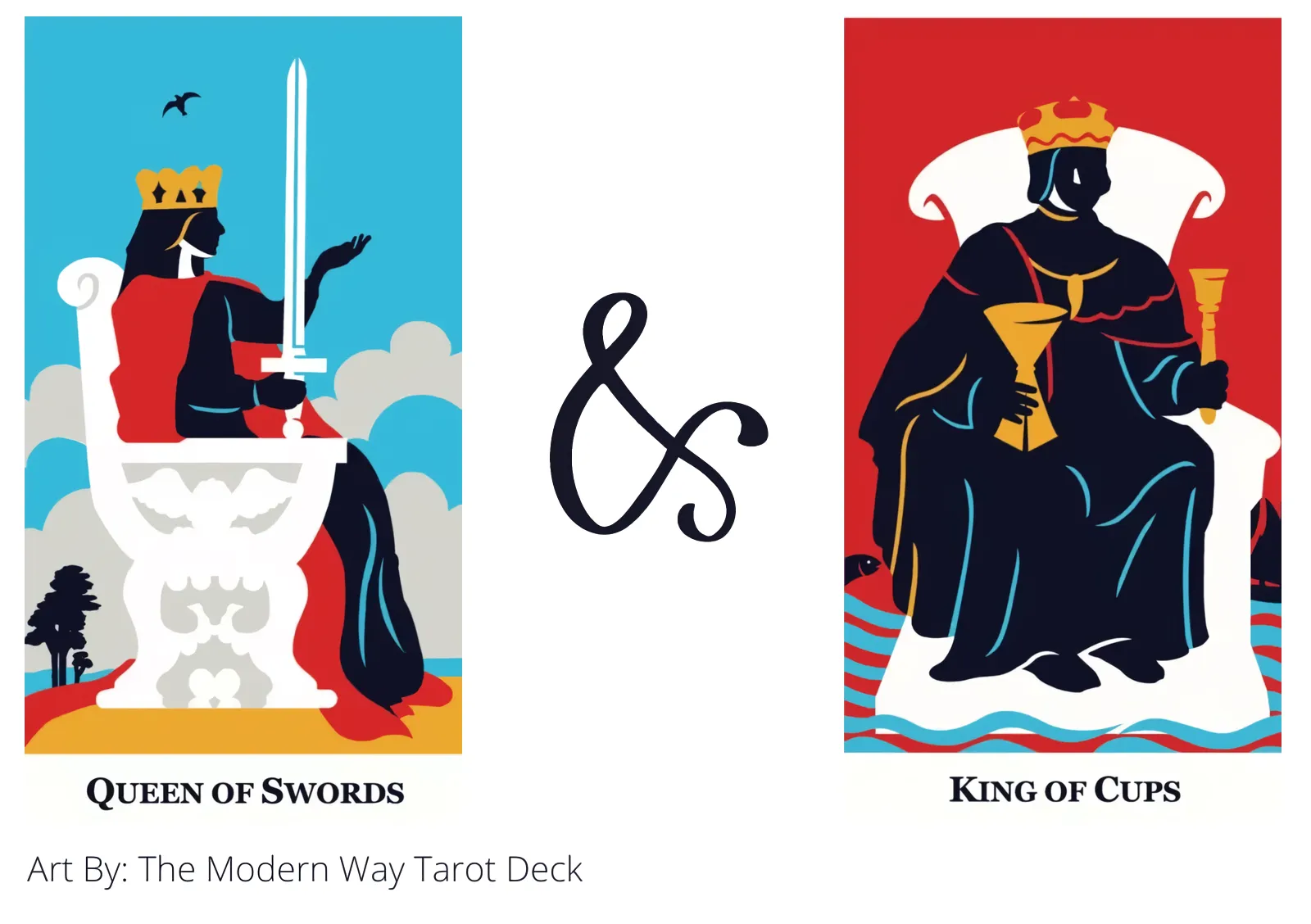 queen of swords and king of cups tarot cards together