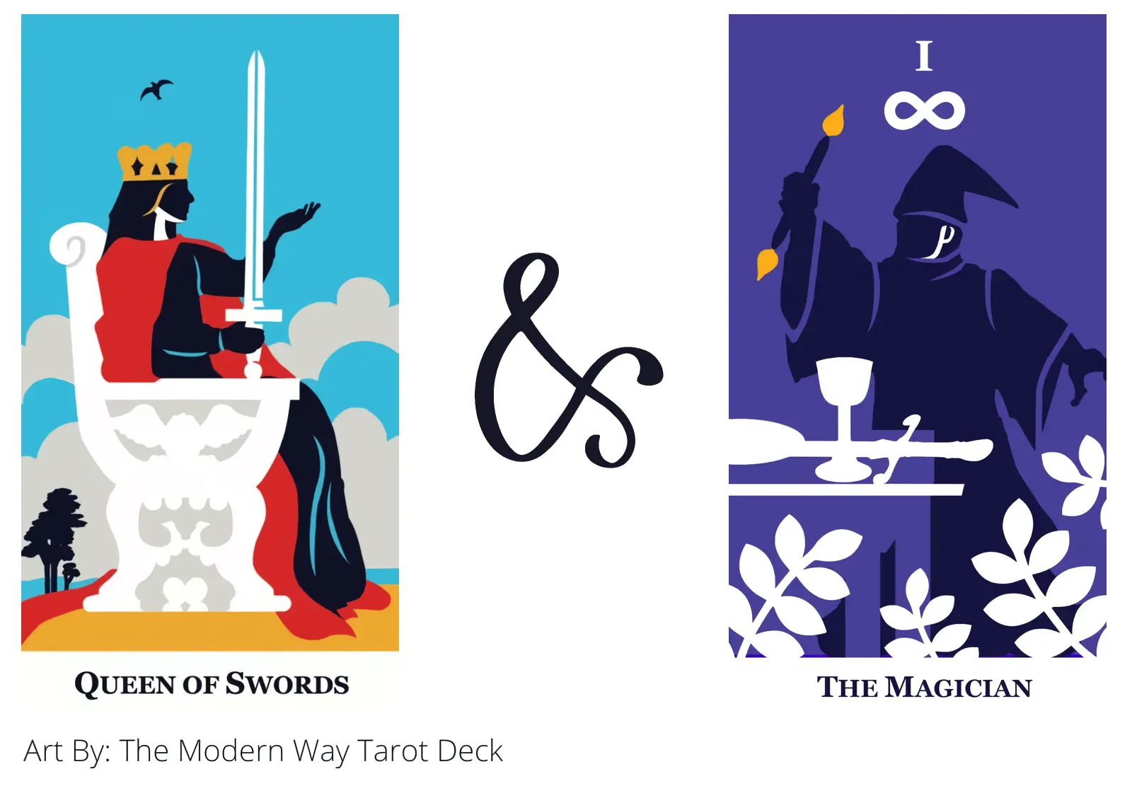 queen of swords and the magician tarot cards together