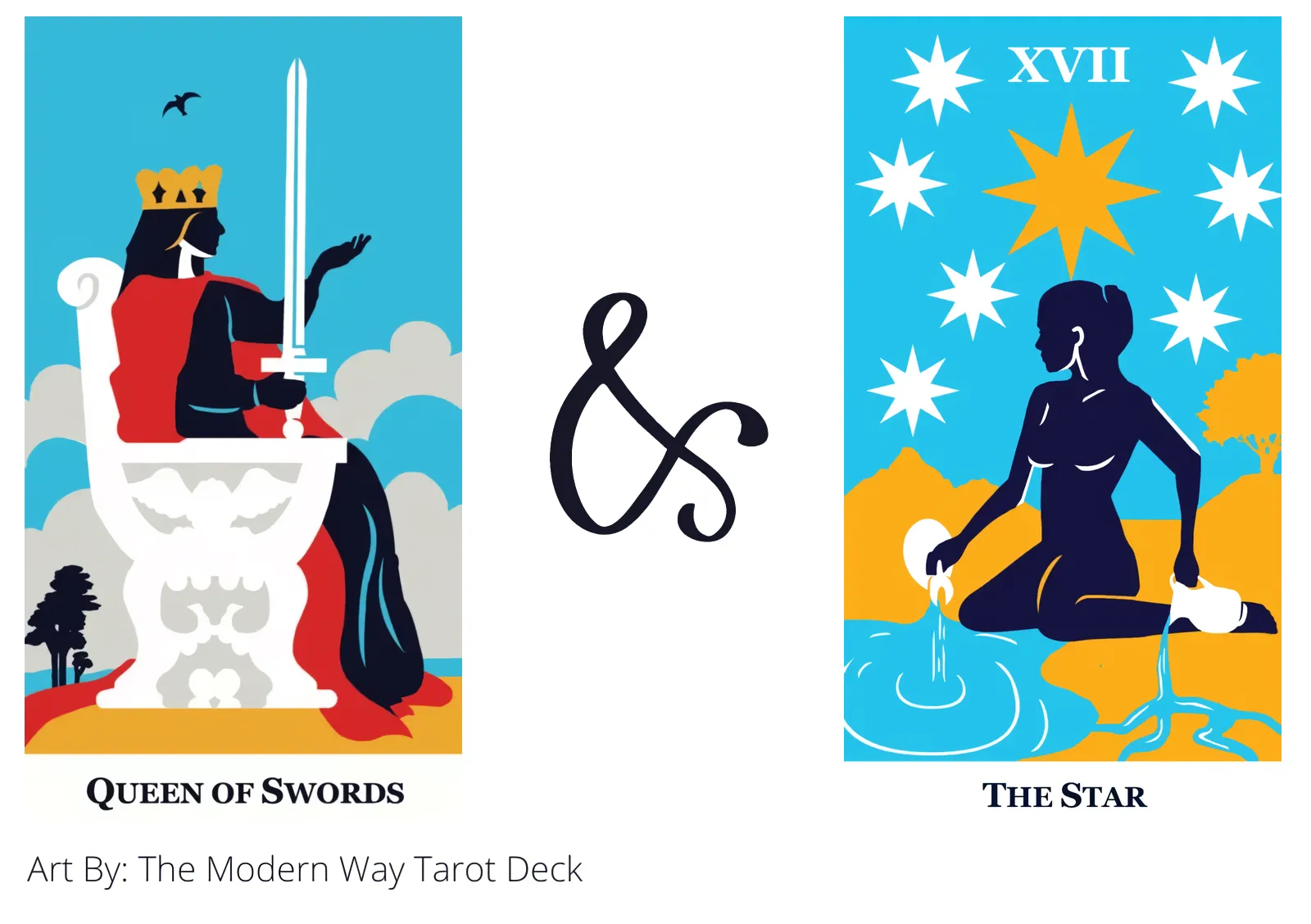 queen of swords and the star tarot cards together