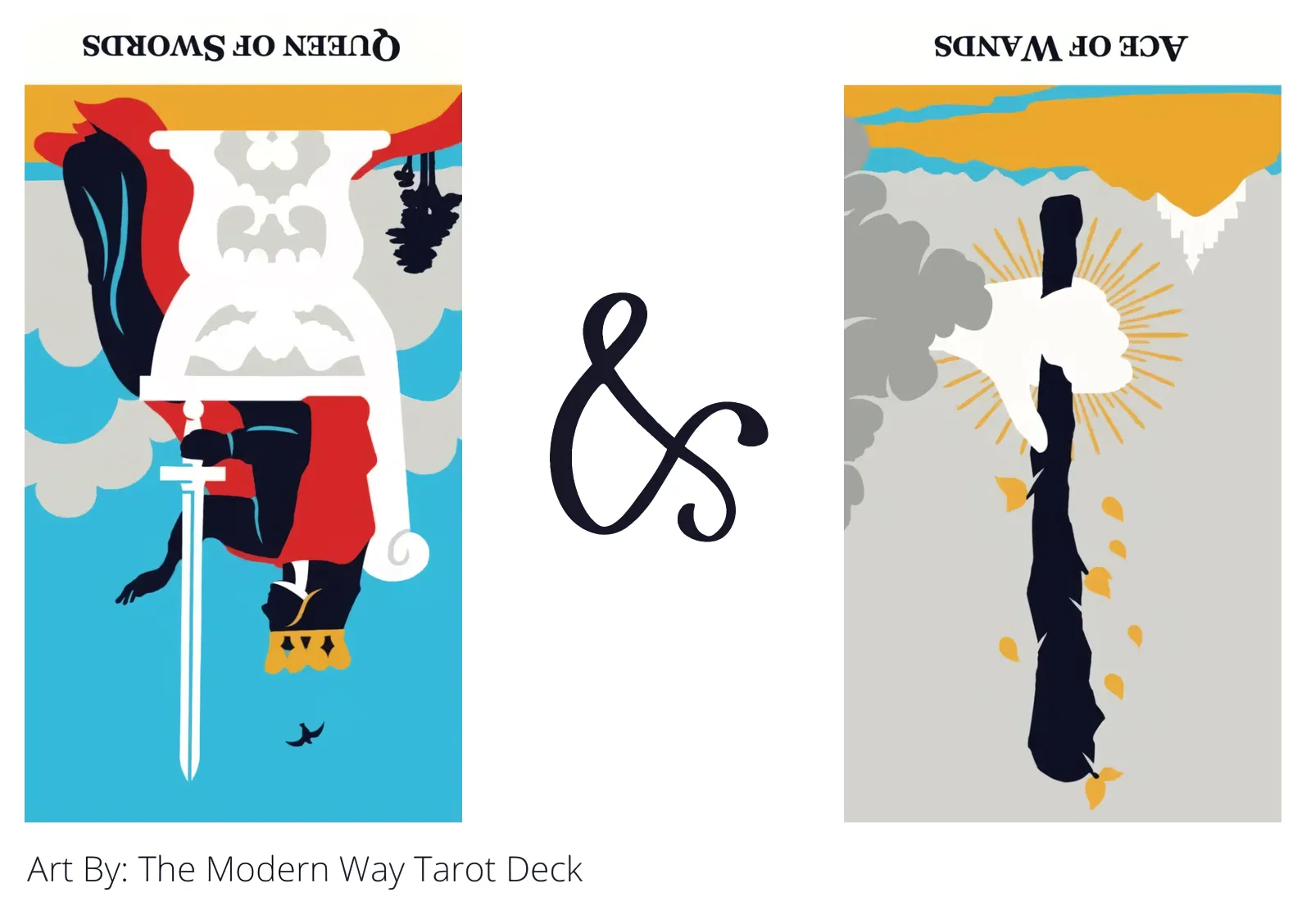 queen of swords reversed and ace of wands reversed tarot cards together