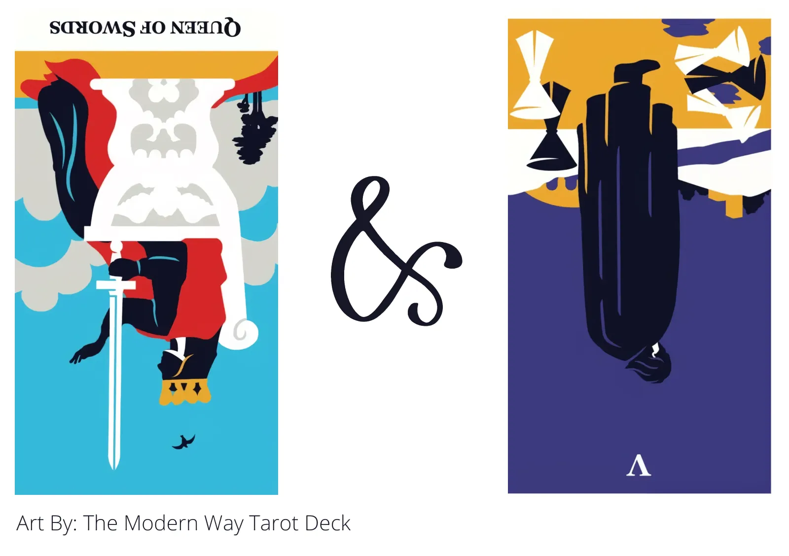 queen of swords reversed and five of cups reversed tarot cards together