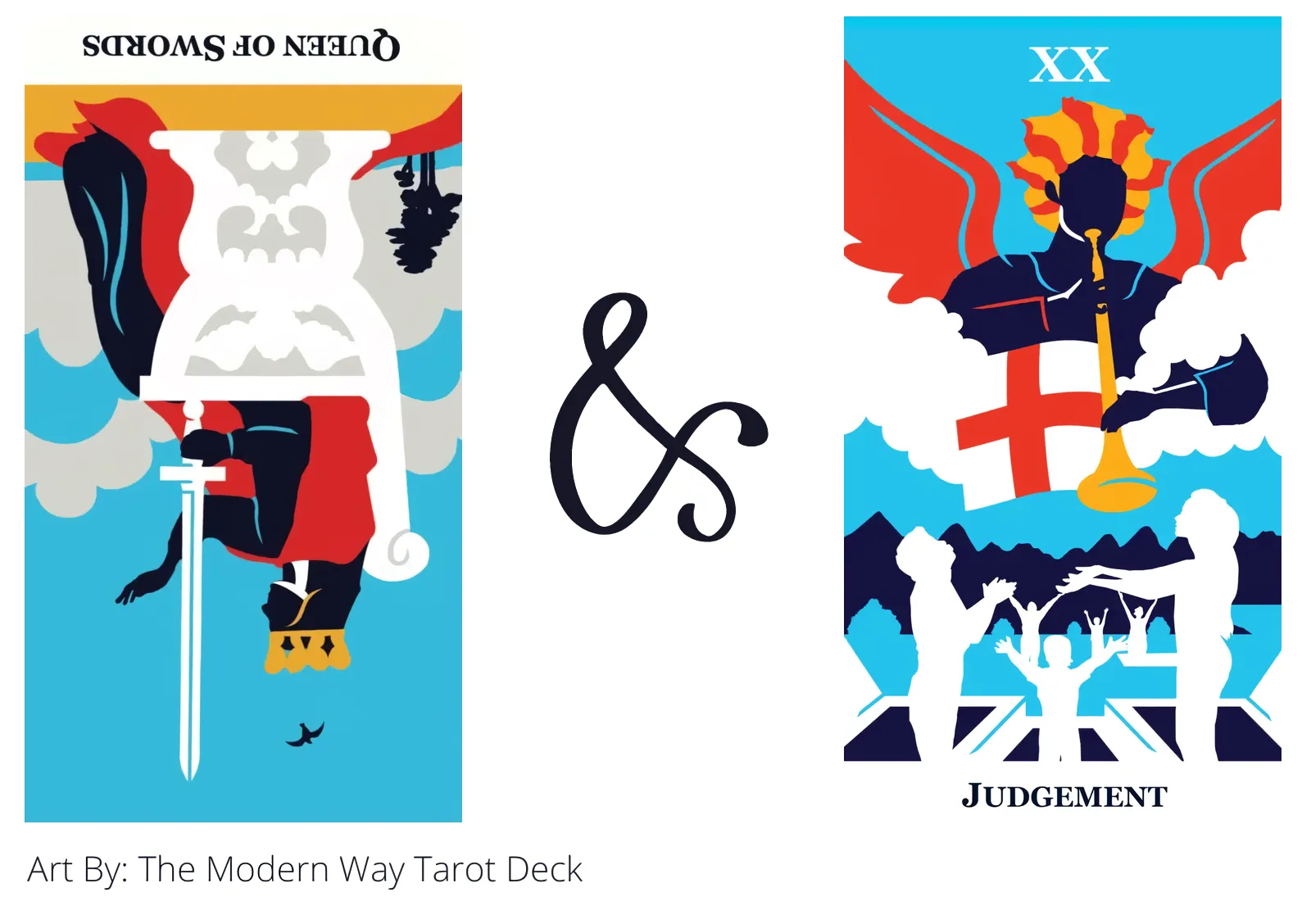 queen of swords reversed and judgement tarot cards together