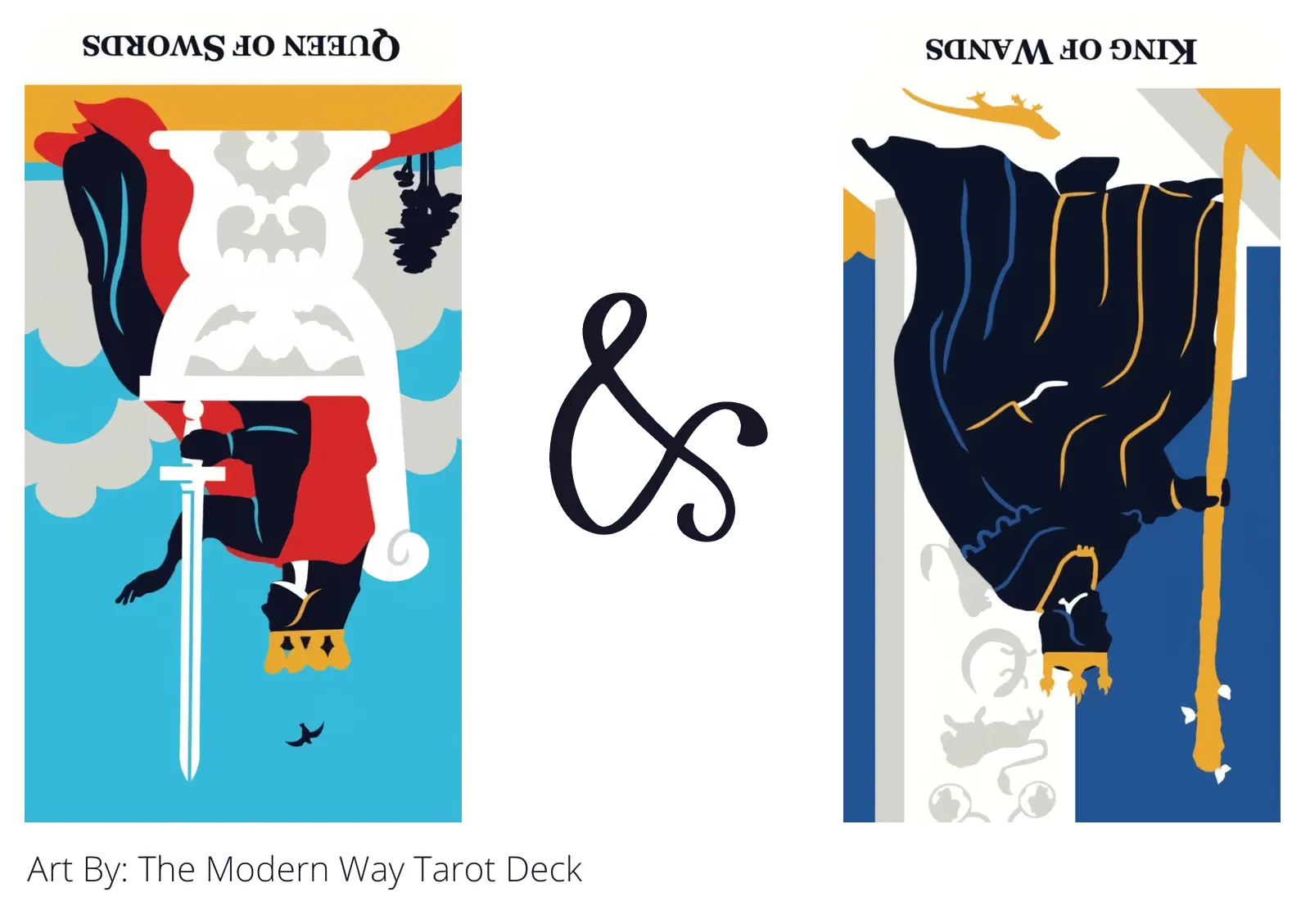 queen of swords reversed and king of wands reversed tarot cards together
