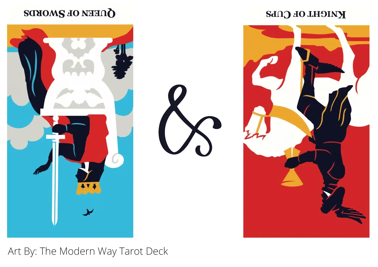 queen of swords reversed and knight of cups reversed tarot cards together