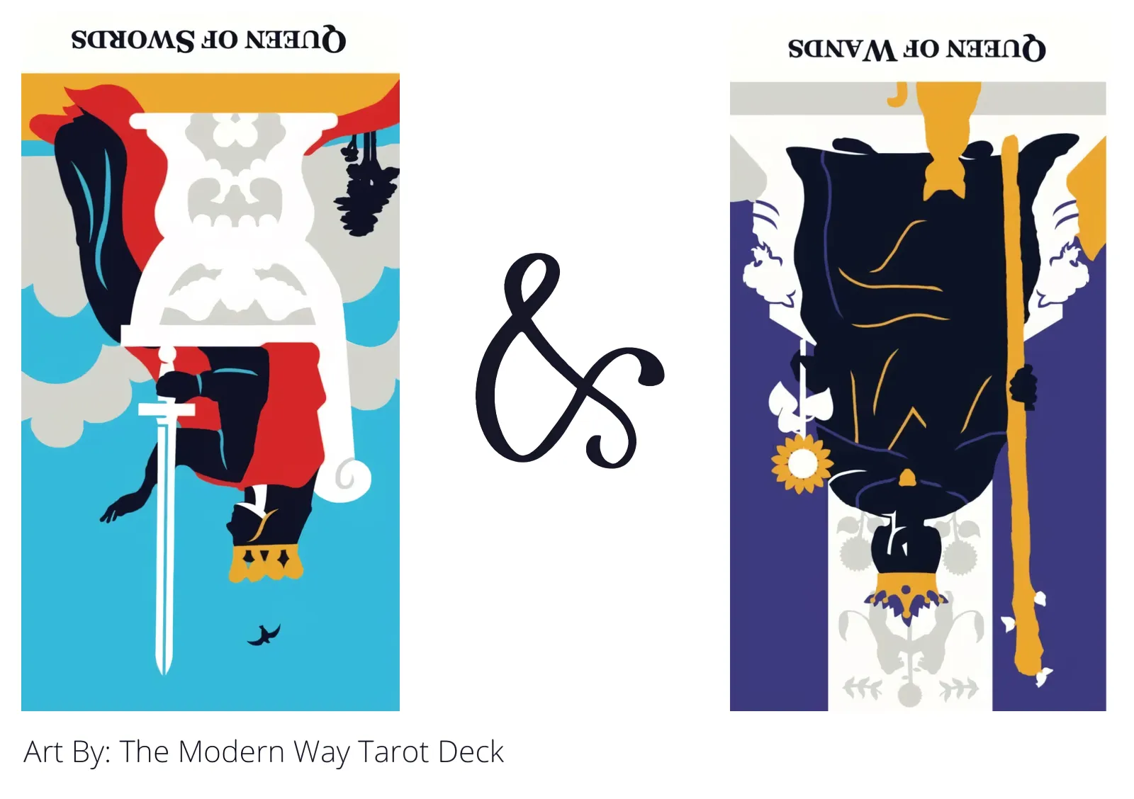 queen of swords reversed and queen of wands reversed tarot cards together