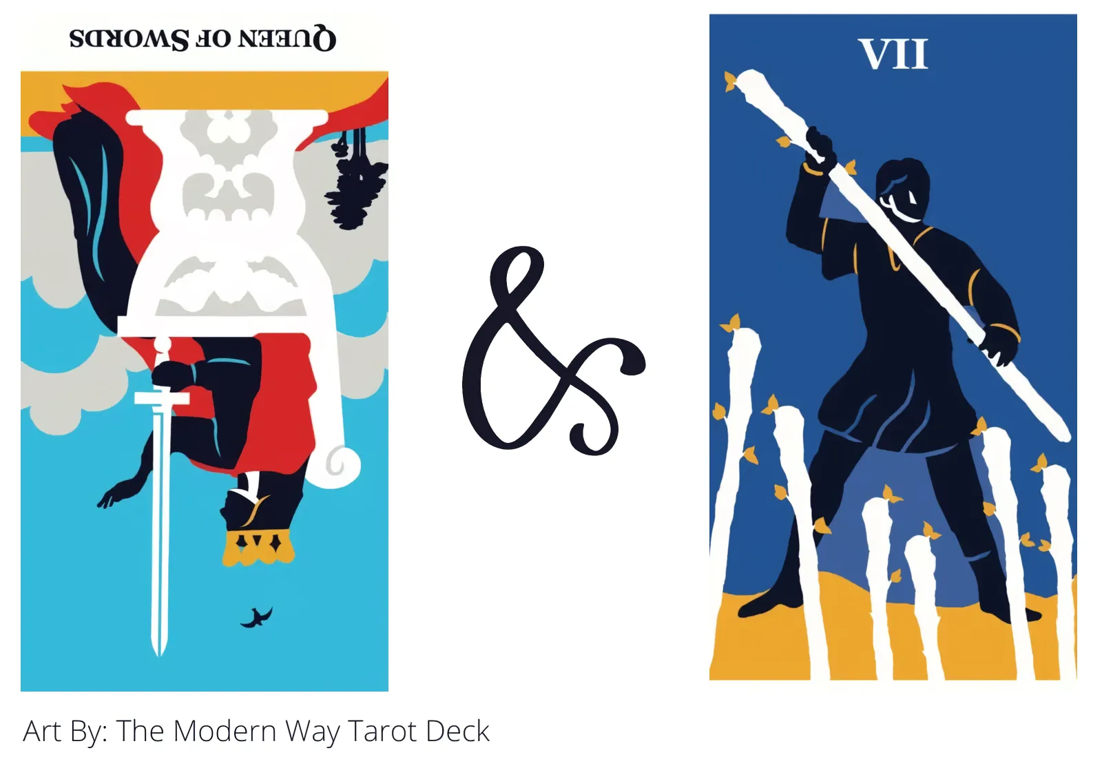 queen of swords reversed and seven of wands tarot cards together