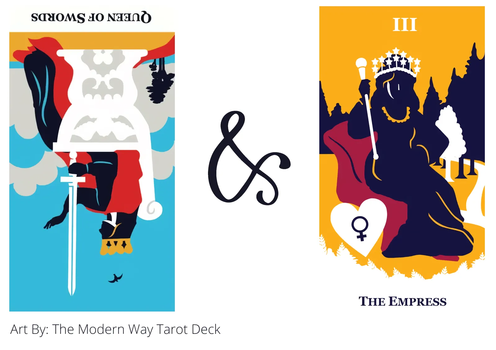 queen of swords reversed and the empress tarot cards together