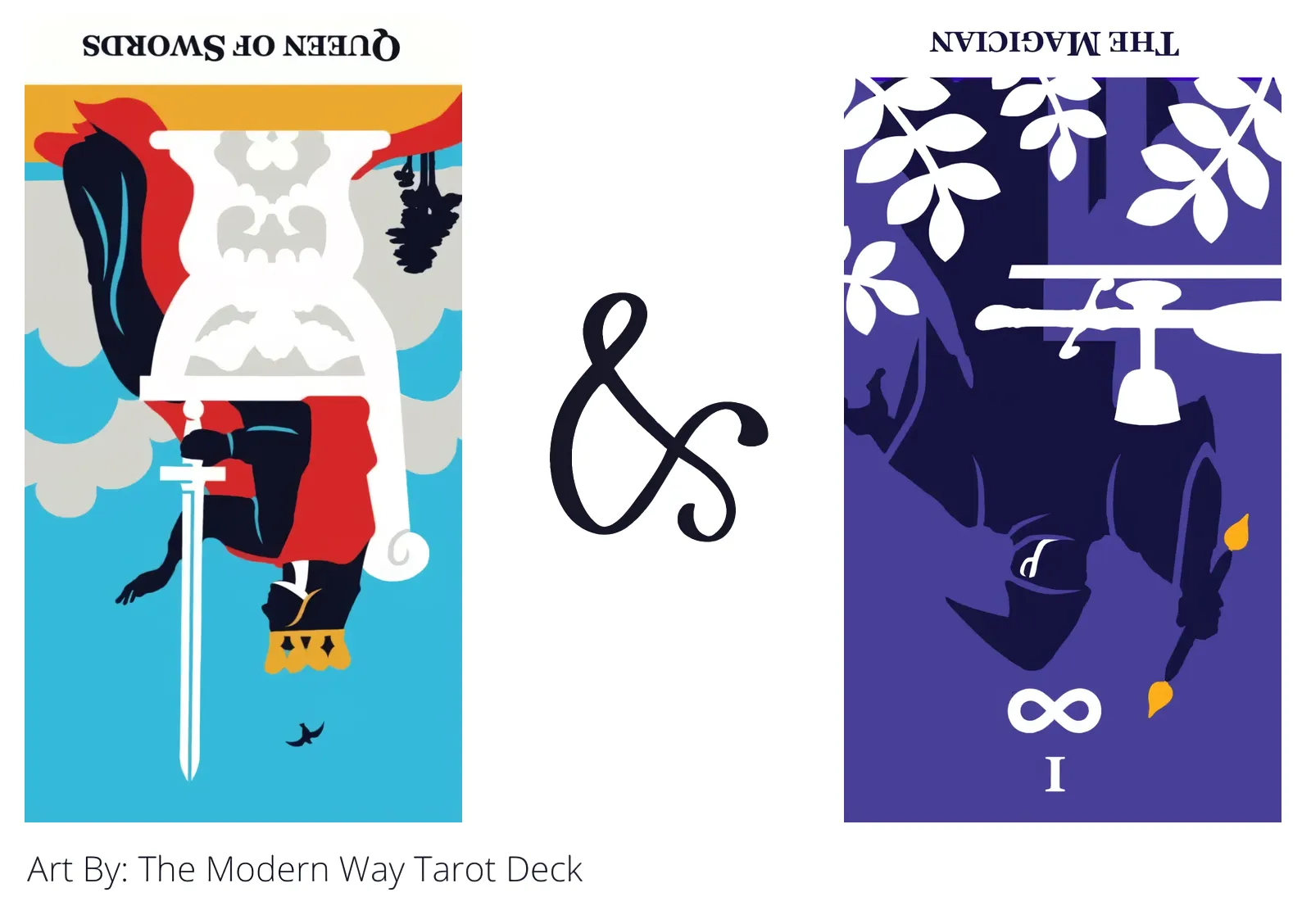 queen of swords reversed and the magician reversed tarot cards together