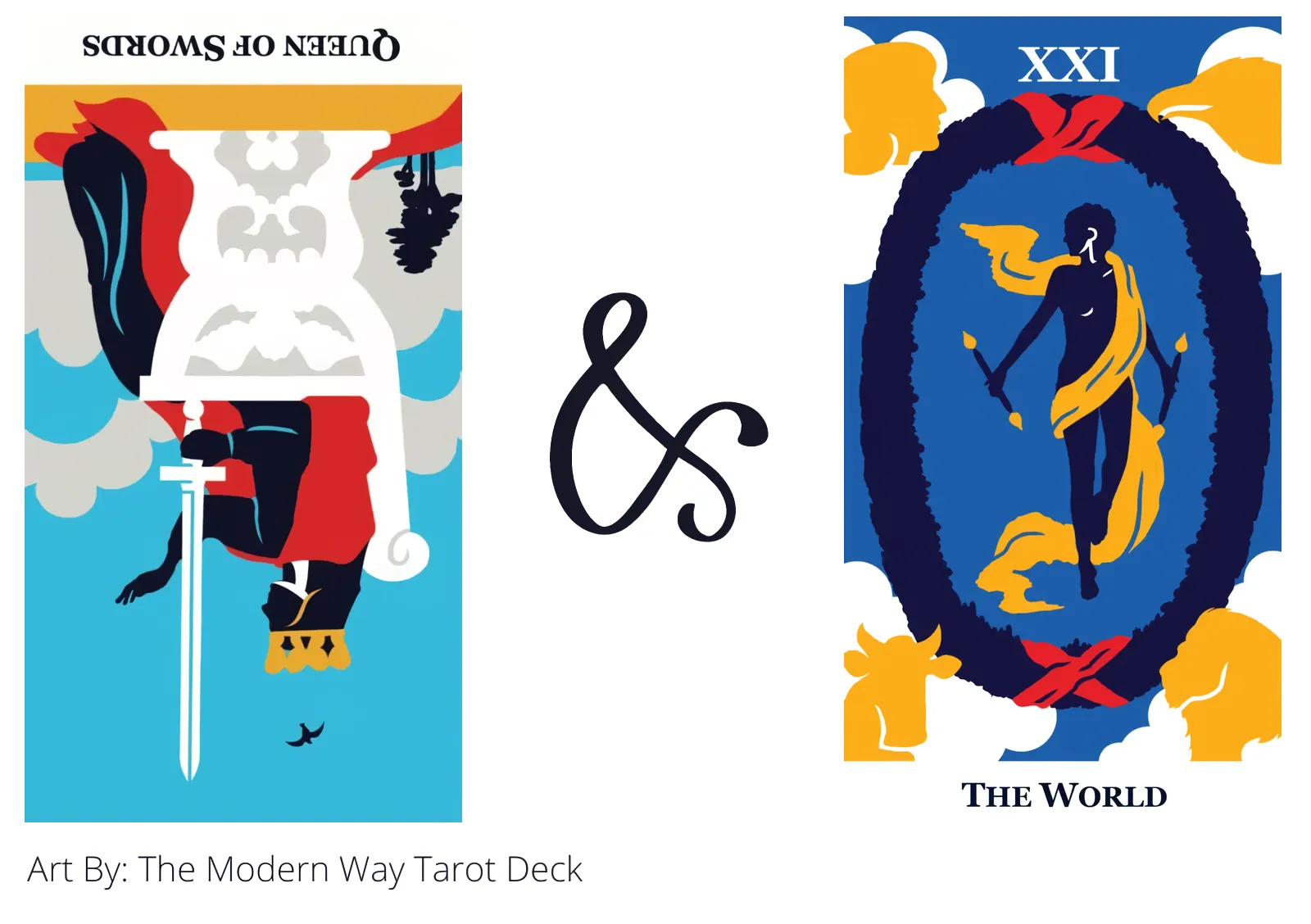 queen of swords reversed and the world tarot cards together