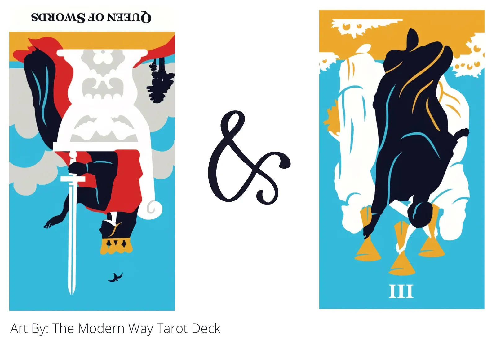 queen of swords reversed and three of cups reversed tarot cards together